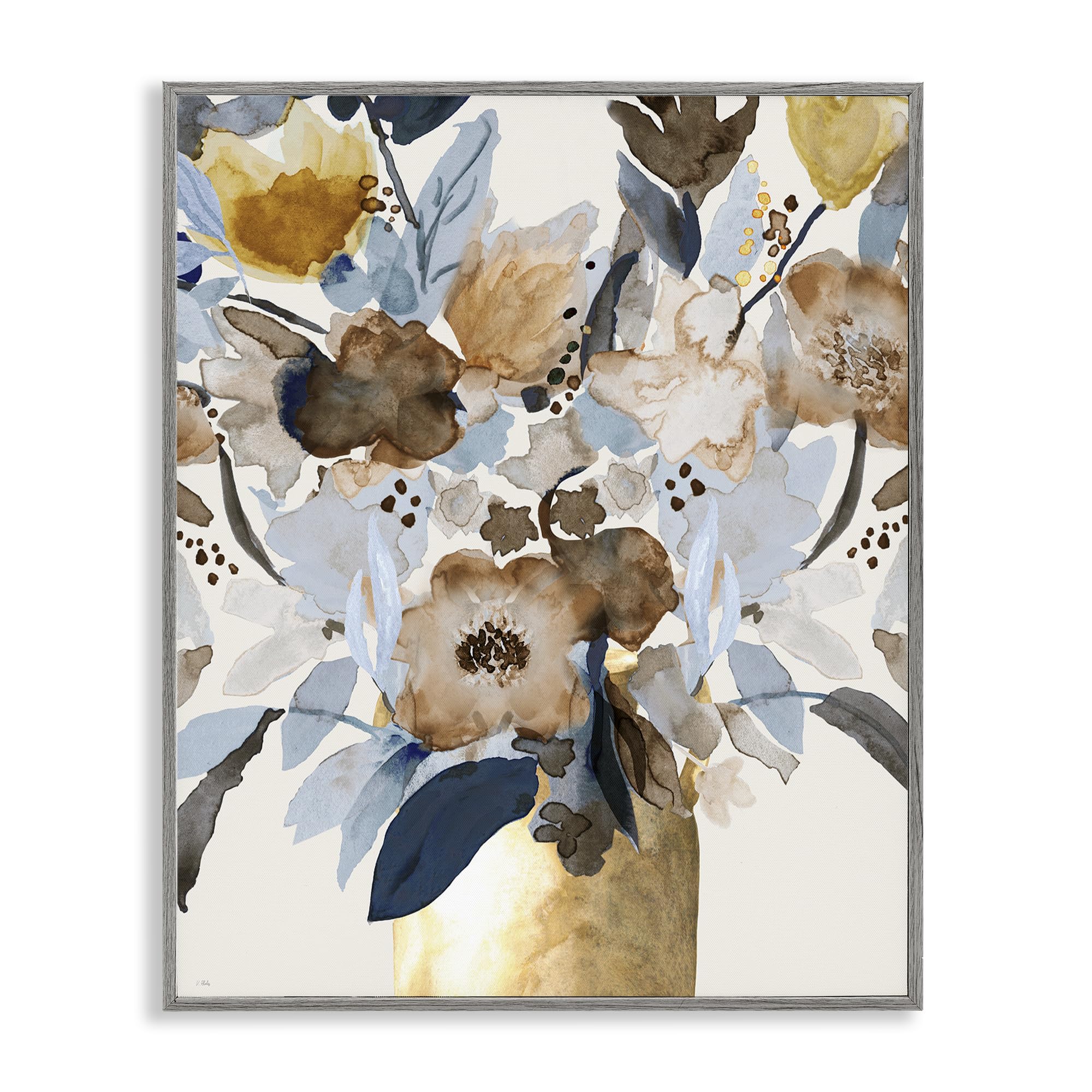 Stupell Industries 'Expressive Earthy Blossoms', Framed Giclee Art, Gray, 24 x 30 Inches, Easy to Hang and Sturdy, Made in USA, by Val Rhodes