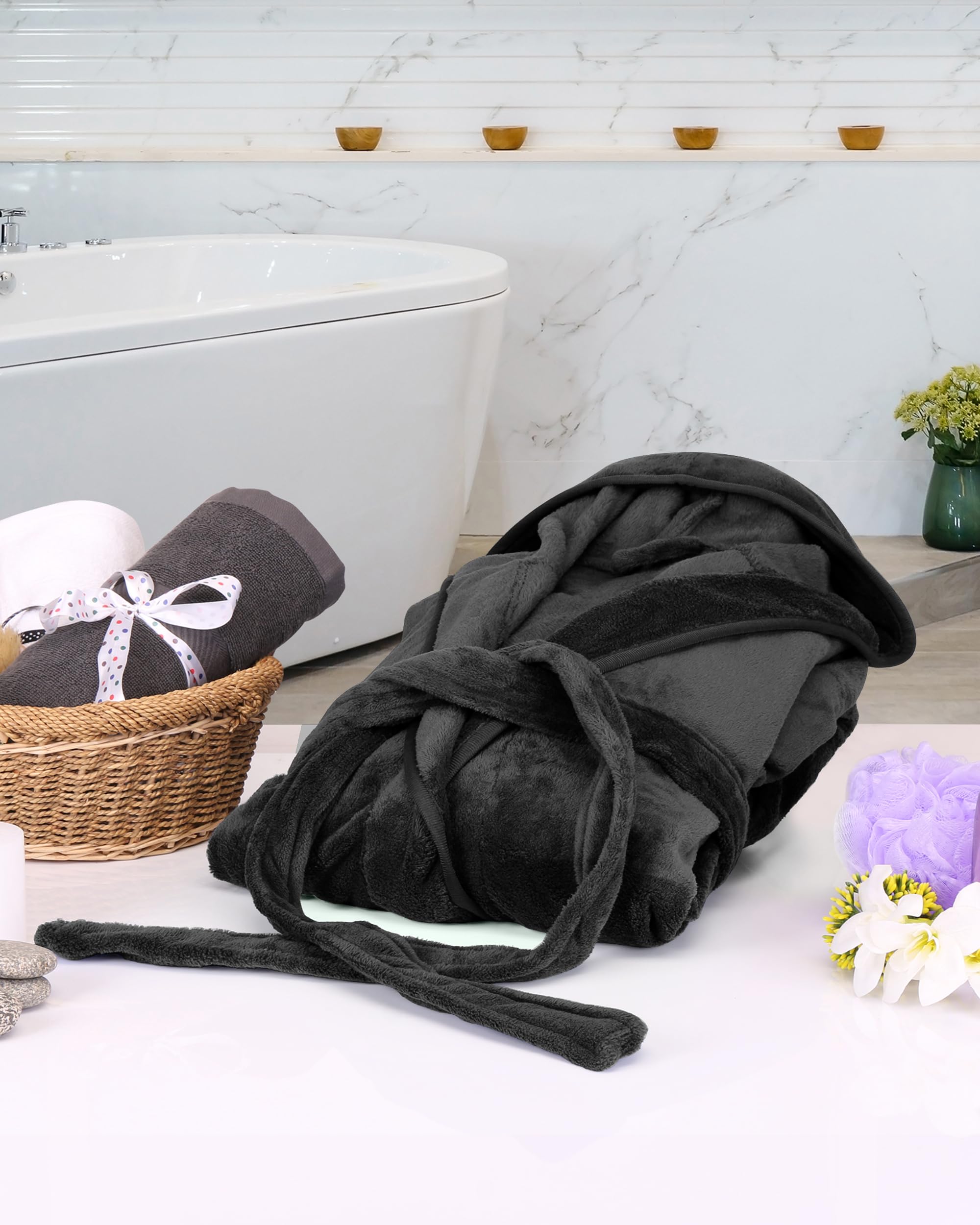 NY Threads Bata con capucha para mujer, suave y acogedora, ropa de dormir Loungewear
