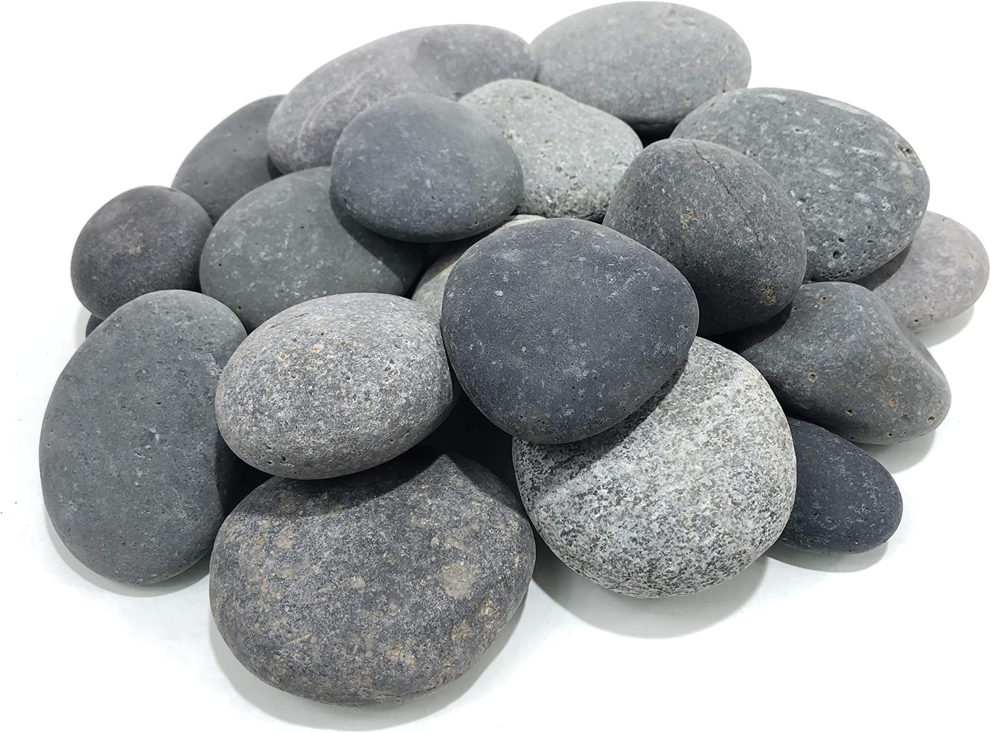 50 Lb. Premium Black Grey Mexican Beach Pebbles 3-5 inches, Decor, Garden, Landscape, Pathways, Backyard, Rock Pebble