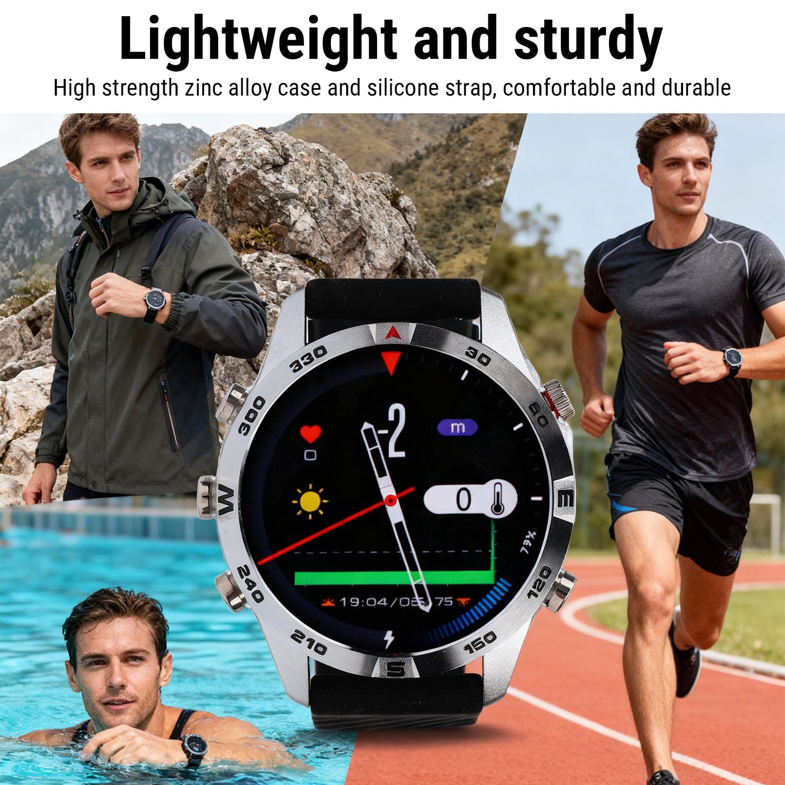 Reloj de Buceo, Construcción de Aleación de Zinc, Computadora de Buceo con Sensor de Profundidad y Barómetro, Pantalla de 1,43 Pulgadas para Buceadores y Nadadores Profesionales
