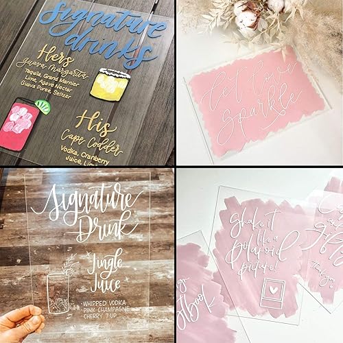 Miniatura 6 de Paquete de 10 letreros acrílicos transparentes de 8 x 10 pulgadas, hoja acrílica transparente de 8 x 10 pulgadas de grosor para bodas, recepciones,