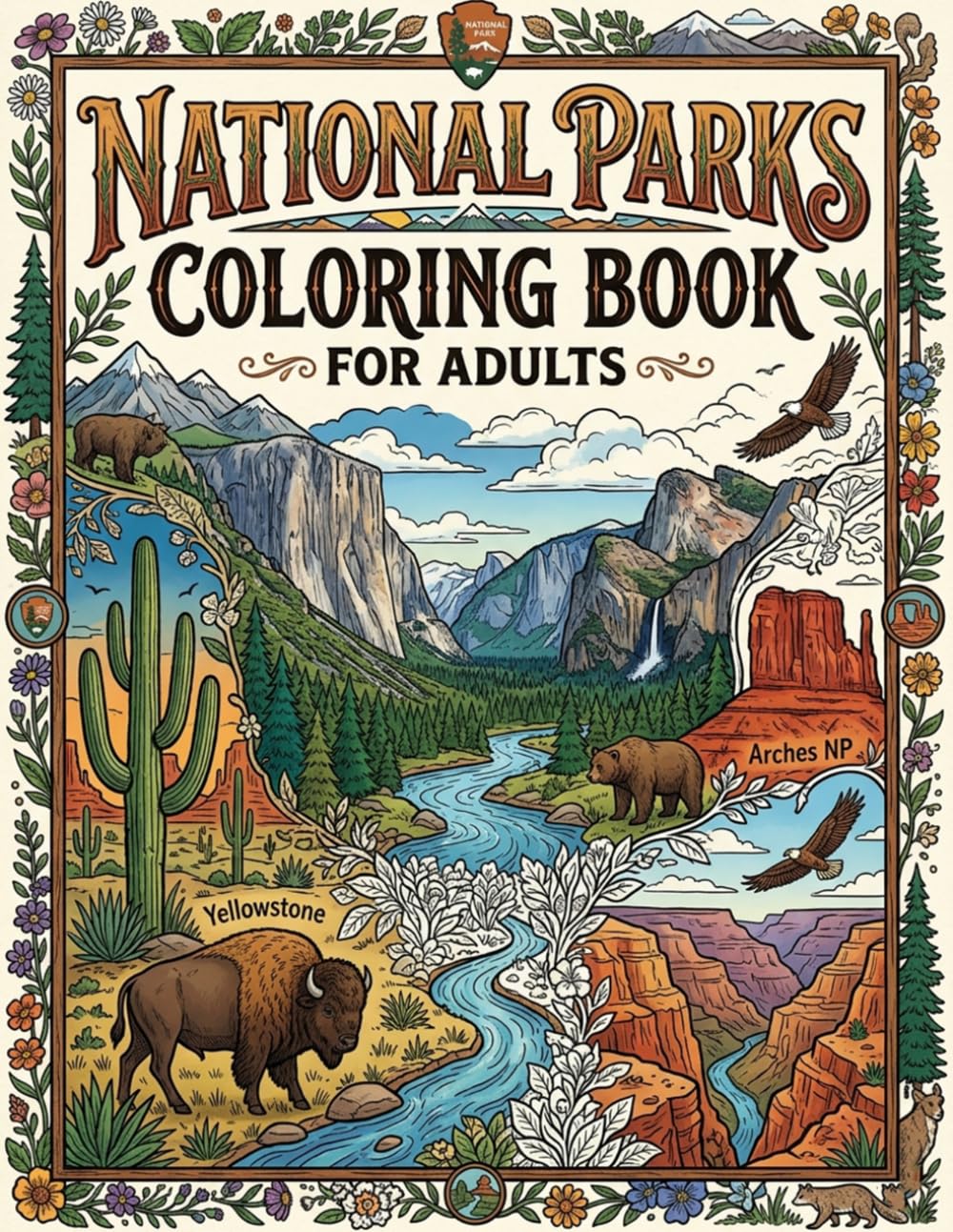 National Parks Coloring Book for Adults: Scenic National Park Landscapes for Creativity and Relaxation.