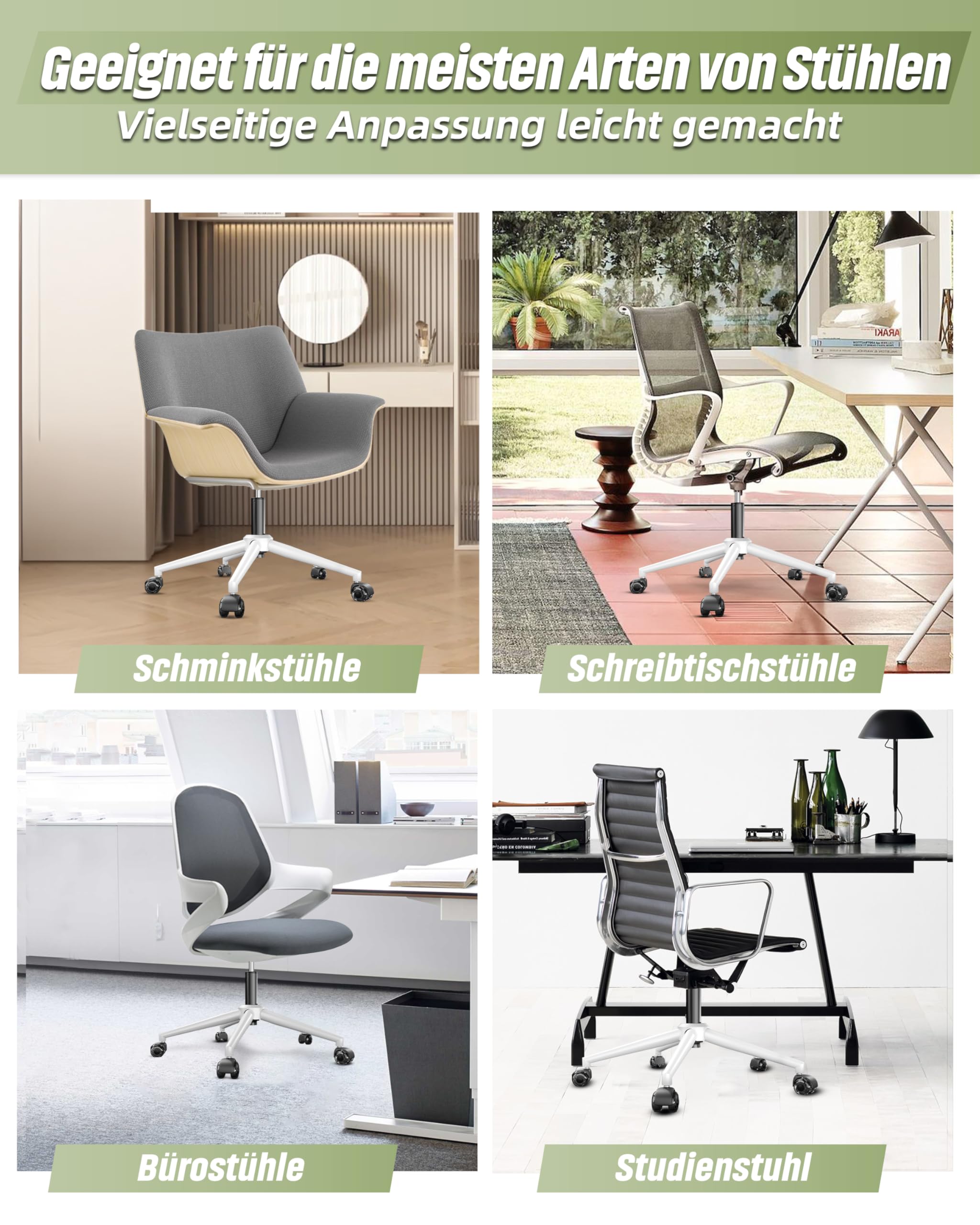 Sytopia Silla de oficina con pie en cruz, estructura robusta de 5 estrellas, base de metal giratoria, soporta más de 2600 libras, compatible con ruedas 11 mm x 22 mm