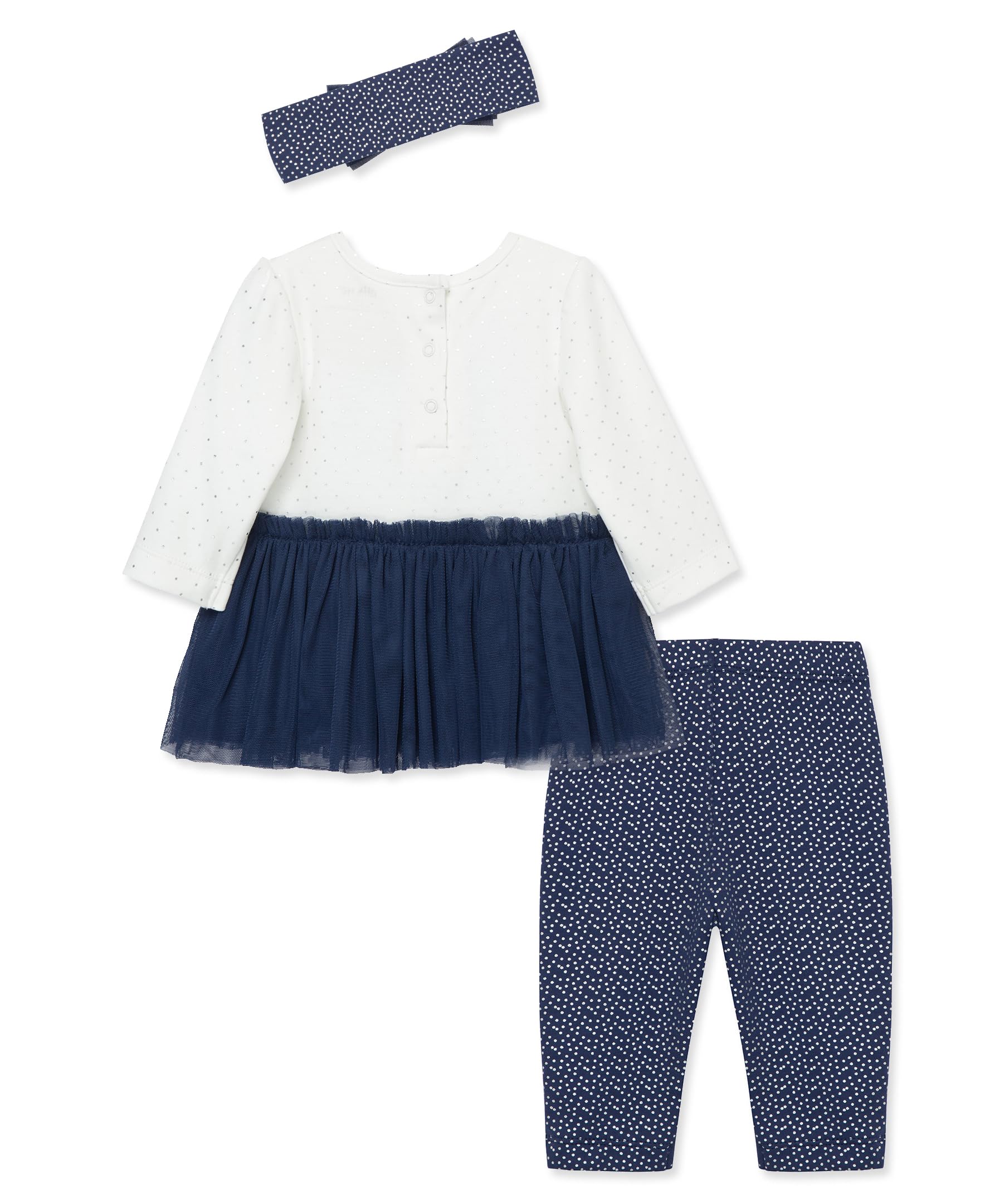 Little Me Clothes for Baby Girls' Sparkle Bow Tutu Set, Medieval Blue/Marshmallow, 24 Months