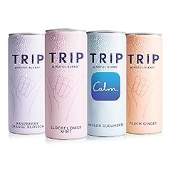 Trip Mindful Blend, Lightly Sparkling Adaptogen Soda w/ 120mg Magnesium Citrate with Ashwagandha, Lions Mane & L Theanine, No Added Sugar, Vegan, Variety Pack, 12 Oz, 12Pk