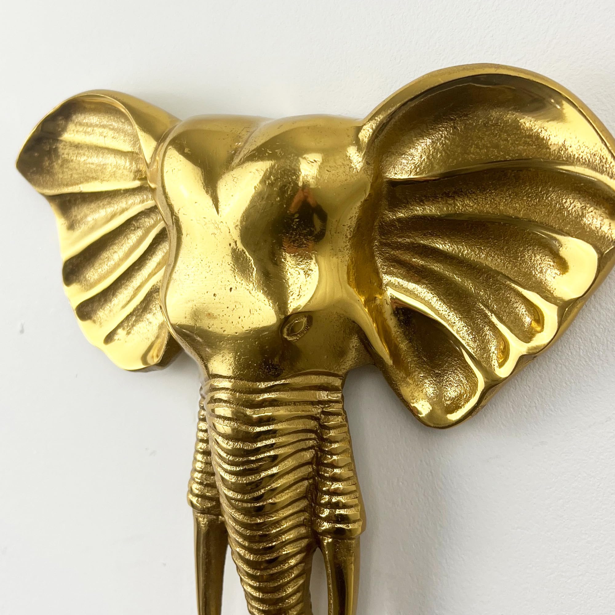 Alfie Francis 24.5cm x 24cm Metal Elephant Head Wall Hanging Sculpture Decoration Ornament 3D Art, Gold, 24.5L x 24W cm - Image 4