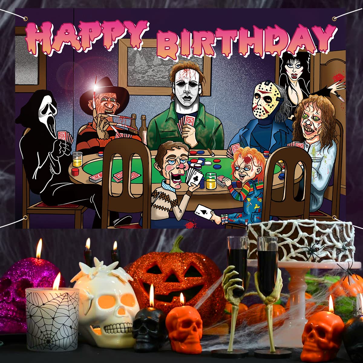 AuMoHall Striscione Horror Per Halloween 180x115 Cm – Tema Rosso Sangue Terrificante – Sfondo Per Foto E Decorazione Festa