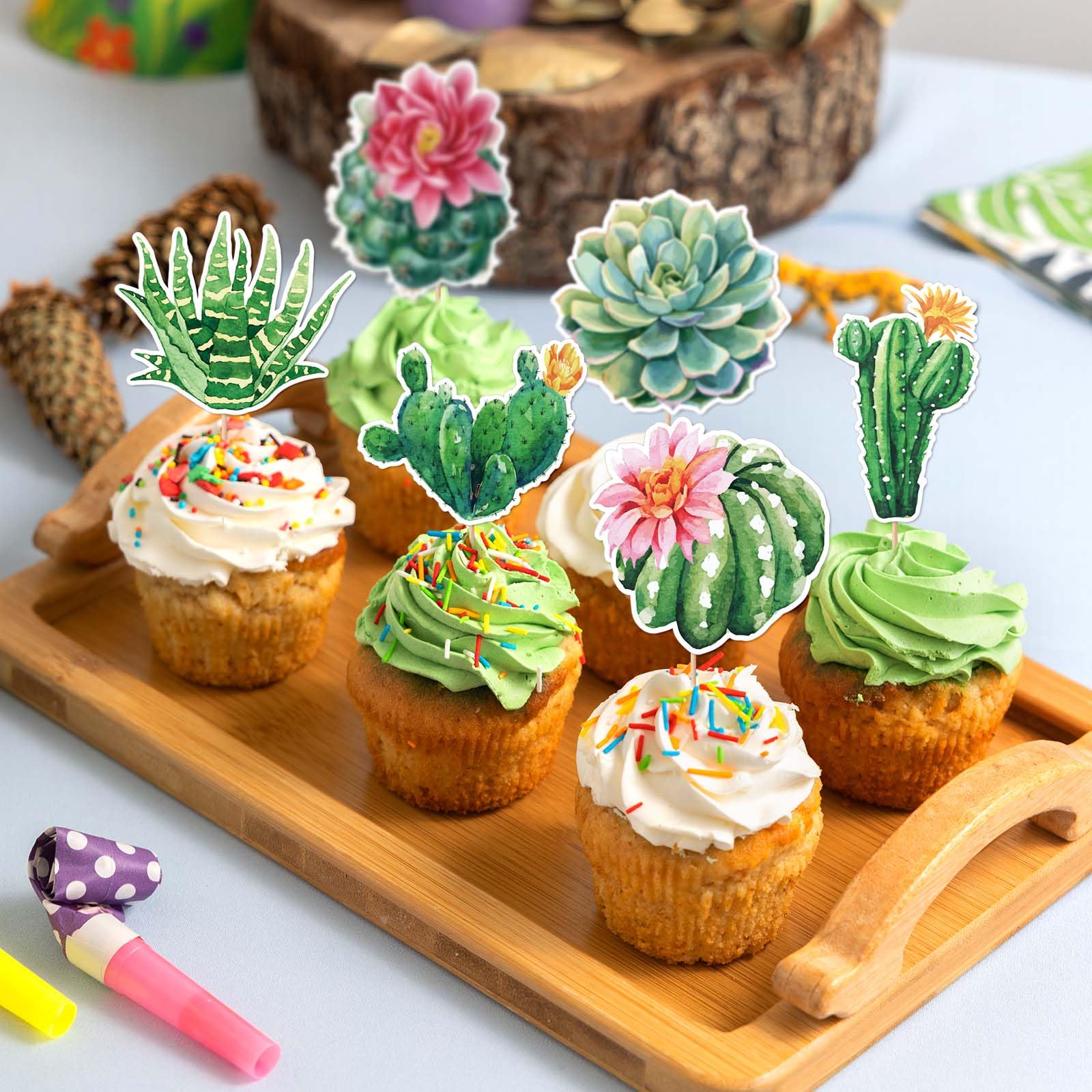 Amazon.com: JarThenaAMCS 48Pcs Cactus Cupcake Toppers Succulent Plant Cake  Toppers 8 Assorted Designs Cactus Dessert Decorations for Birthday Summer  Tropical Party Baby Bridal Shower Decor Supplies : Grocery & Gourmet Food