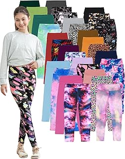 Girls Prints Leggings High Waist Tie Dye Toddlers' Fashion Leggings Size 4-11Y,Stretchy Tight Pants, Multipacks