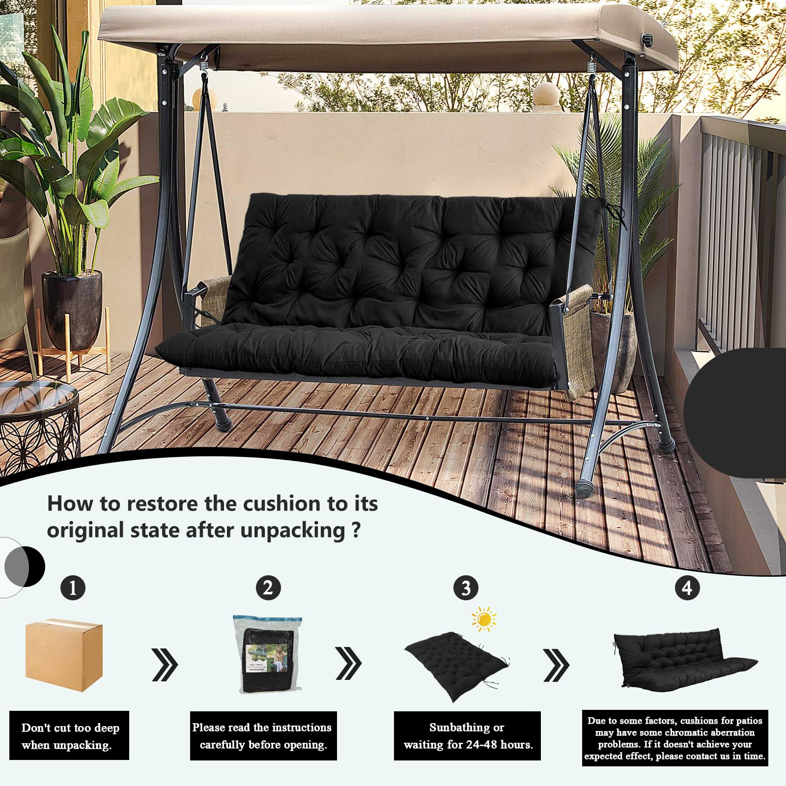 Bench Cushion Outdoor 2-3 Seater Outdoor Cushion Waterproof Bench