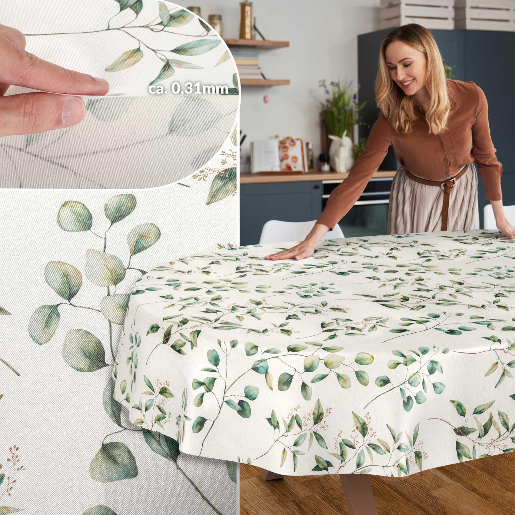 ANRO Tischdecke abwaschbar Botanika oval 220x140 cm Outdoor wetterfest