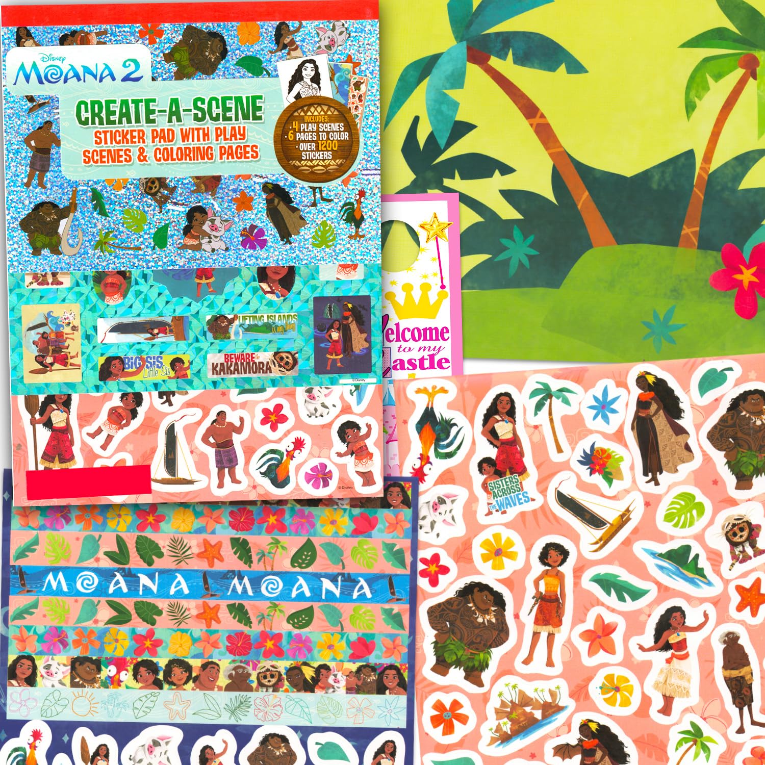 Bloc d'activités Moana à colorier 20x28 cm Create-A-Scene avec stickers pour enfants