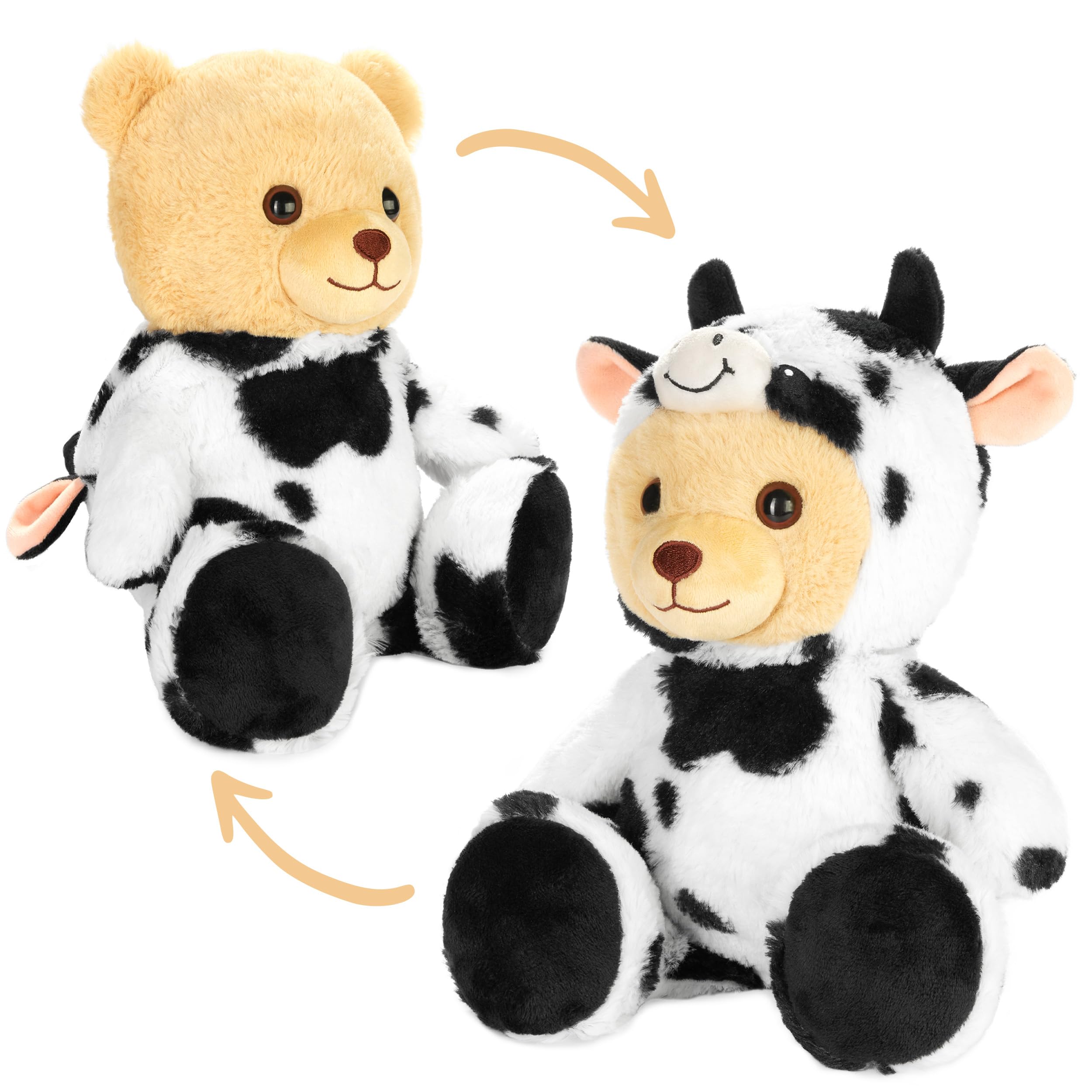 BRUBIES Teddy Cow - 10 inches (25 cm) Teddy Bear in Cow Costume with Hood - Cuddly Toy for Cosy Adventures - Cuddly Toy Gift for Children