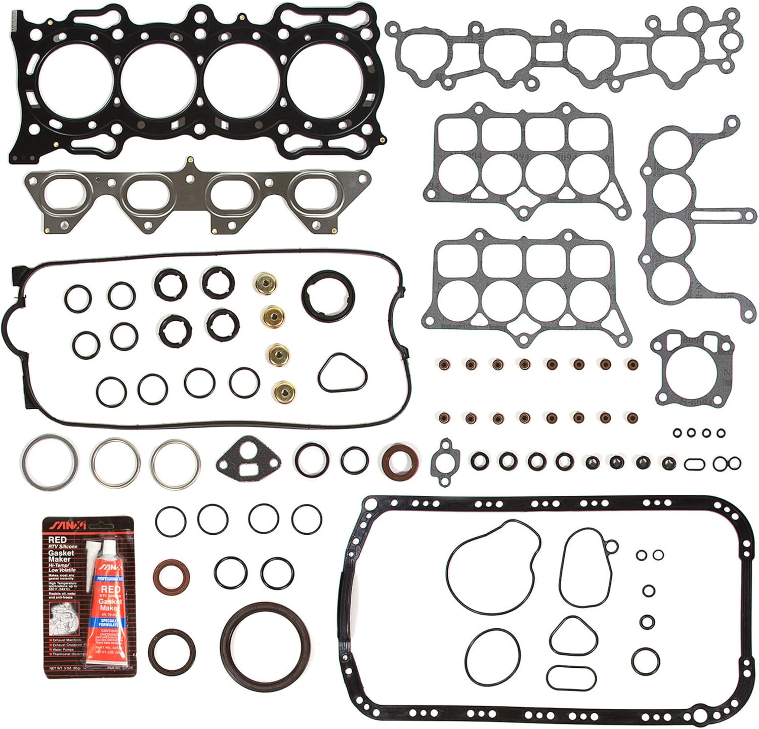 Evergreen Engine Rering Kit FSBRR4012 Compatible With 90-96 Honda Accord SOHC F22A1 F22A4 F22A6 Full Gasket Set, Standard Size Main Rod Bearings, Standard Size Piston Rings
