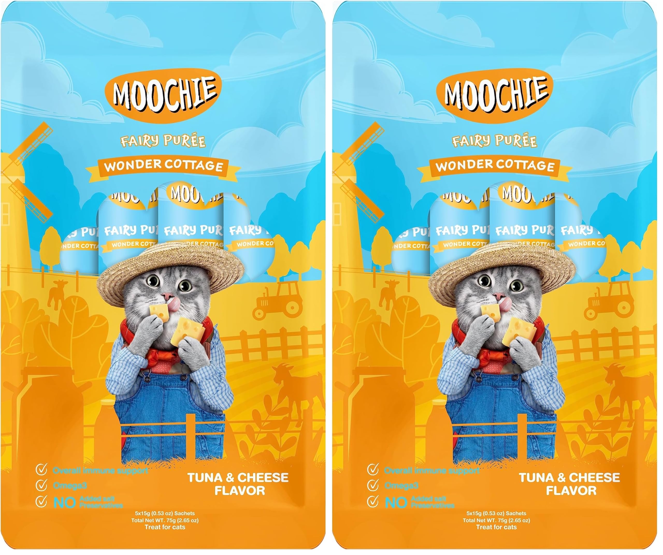 Moochie Sıvı Kedi Ödülü Ton-Peynir 5x15 gr (2 paketi)