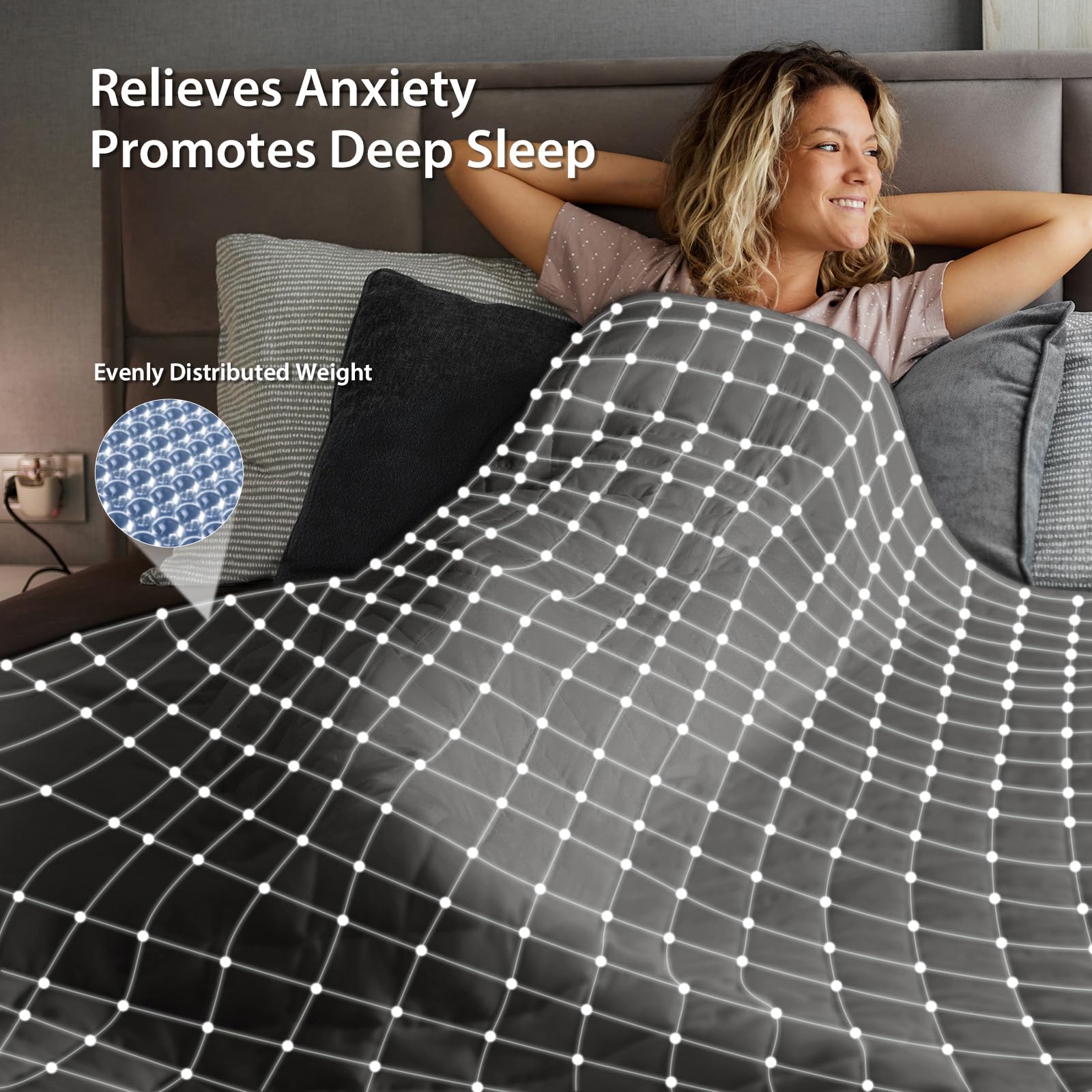 Manta con Peso, 7kg 150x200cm Weighted Blanket para Aliviar el Estrés, Cubículo de 5cm para una Reparto Uniforme de la Presión, Adecuada de 60-90kg