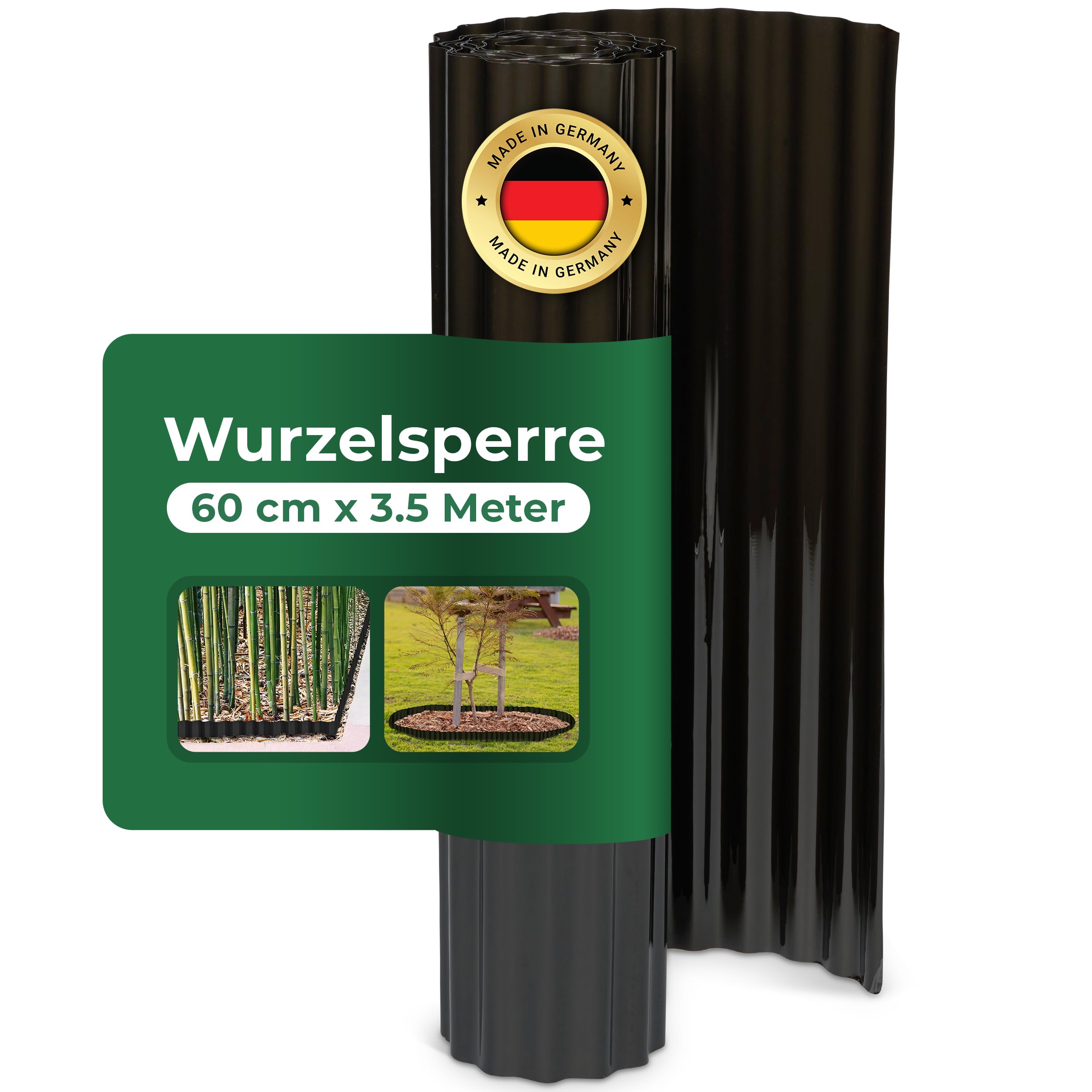 Novatool Wurzelsperre I 3,5 x 0,60 m I Schwarz I individuell formbar I Wurzelschutzbahn Rhizomsperre für Bambus Wurzelstopp Unkrautsperre Wurzelbarriere Rasenkante