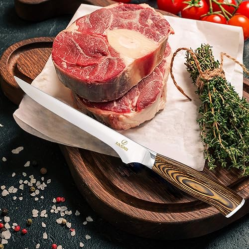 Miniatura 5 de Jasni Cuchillo deshuesador de 6 pulgadas, cuchillo de deshuesado de acero de Damasco VG-10 súper afilado, 76 capas de acero de alto carbono y mango