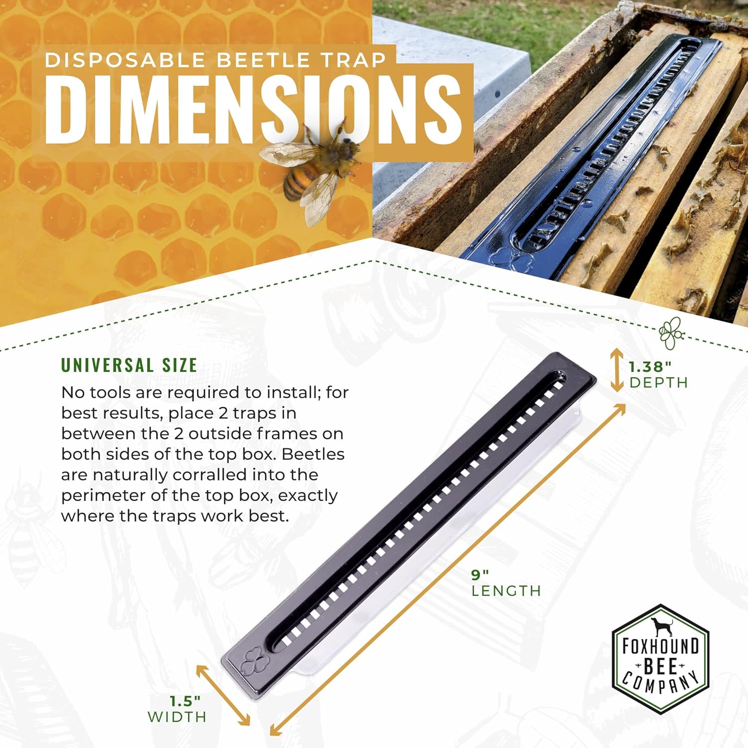 Foxhound Bee Company Beetle Traps for Beekeeping, Chemical-Free Beetle Control, Disposable Small Hive (12 Pack)