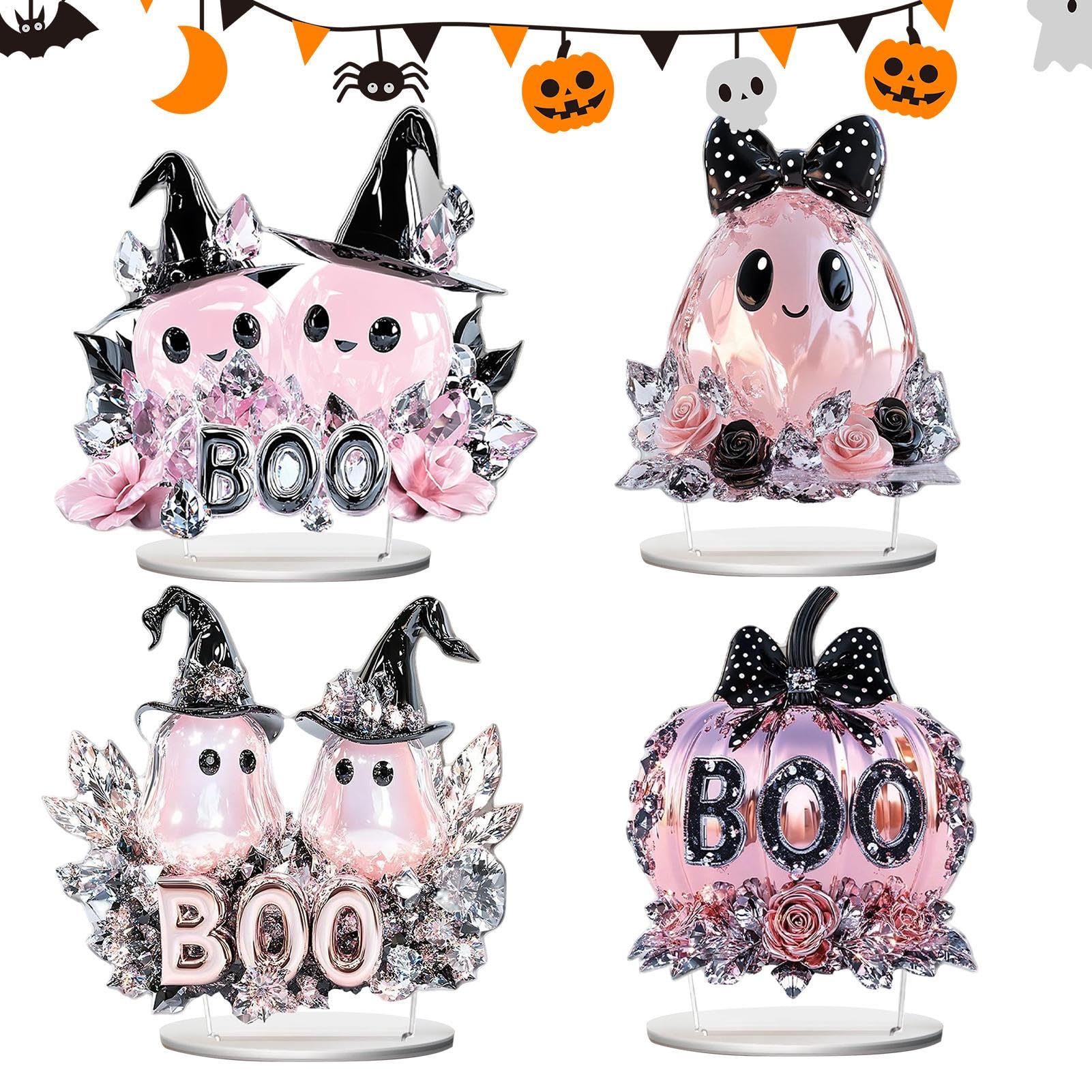 Halloweenowe Ozdoby Stołowe Środkowe 4 Sztuki 2D Akrylowe Dekoracje z | Ozdoba Na Imprezę Dla Przyjęć Weselnych, Domu, Biurka, Sypialni, Imprez Halloween jako