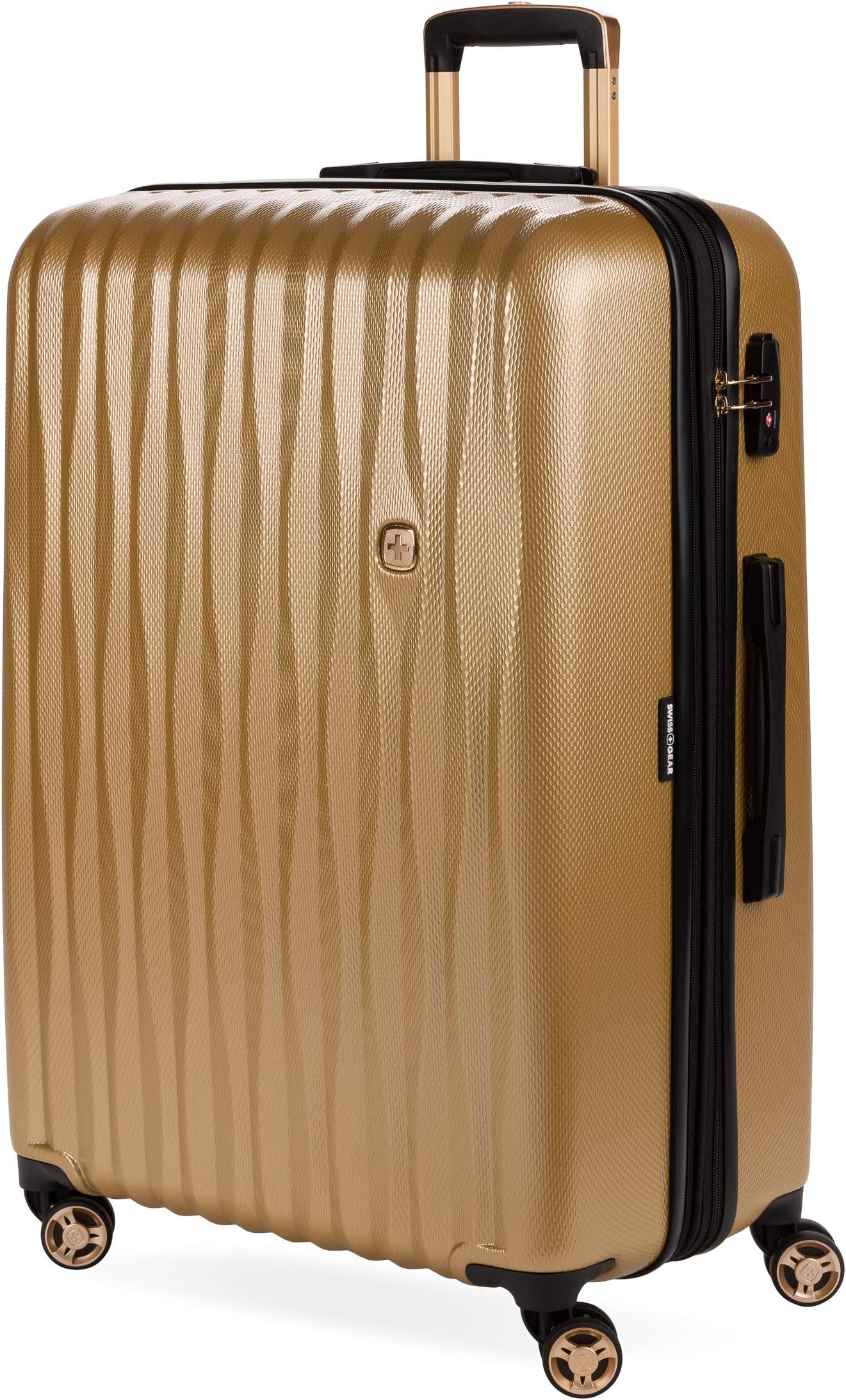 SwissGear 7272 Energie Hardside Expandable Luggage with Spinner Wheels, Gold, Checked-Large 27-Inch, 7272 Energie Hardside Expandable Luggage With Spinner Wheels