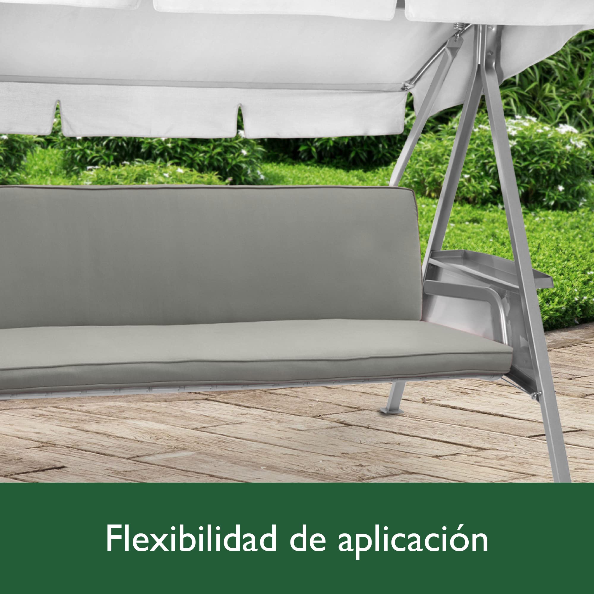 Beautissu Loft HS Set 2 Cojines colchoneta para Bancos Columpio Hollywood 180x50 Gris Claro Asiento y Respaldo 3 plazas