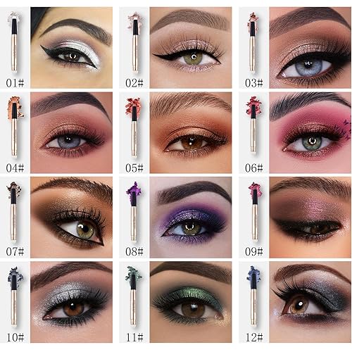 Miniatura 3 de Sombra de ojos, lápiz de sombra de ojos en crema, lápiz iluminador con difuminador suave, resistente al agua y de larga duración (07 marrón cacao