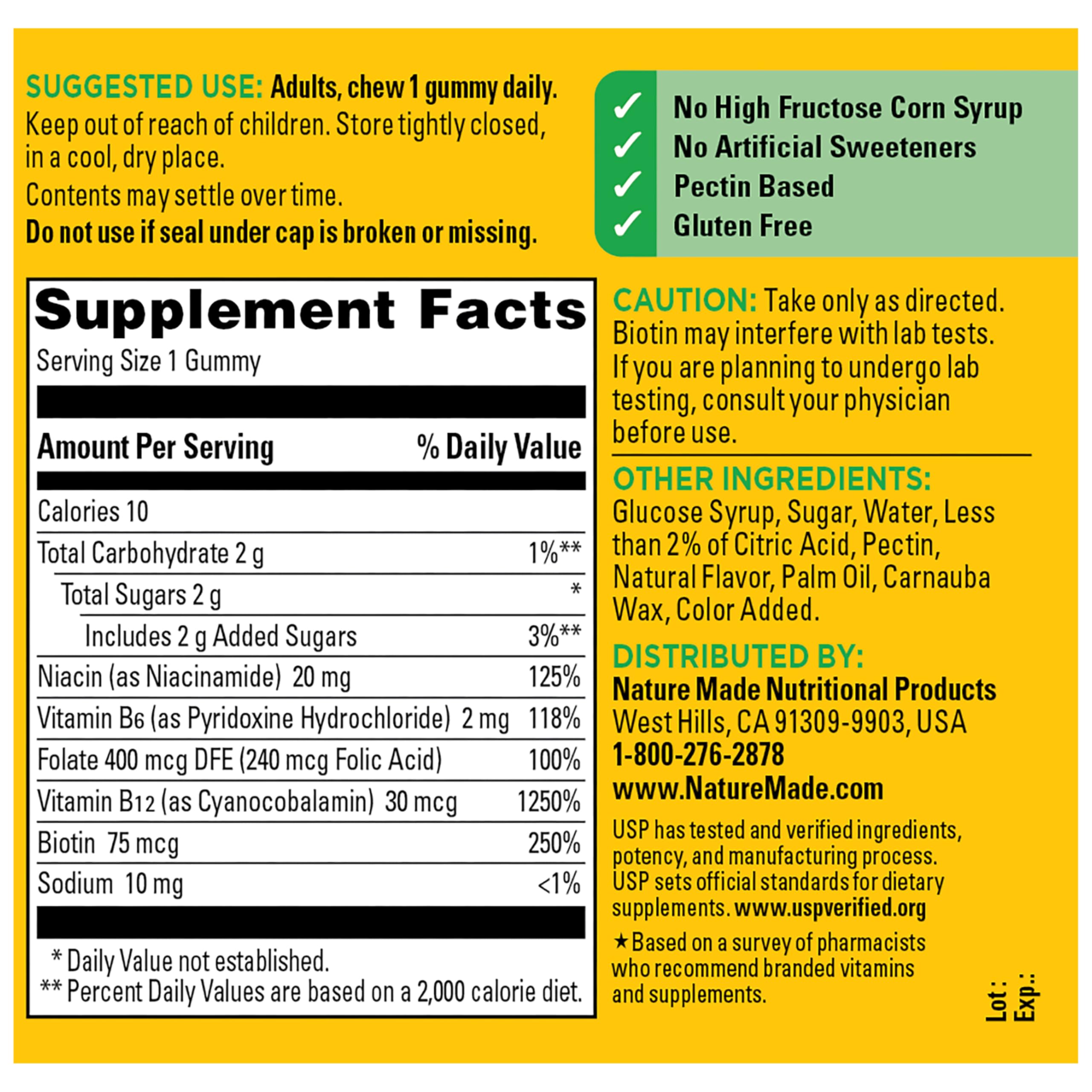 Nature Made Vitamin B Complex Gummies, 60 Pectin Based Gummies — Amazon image 9