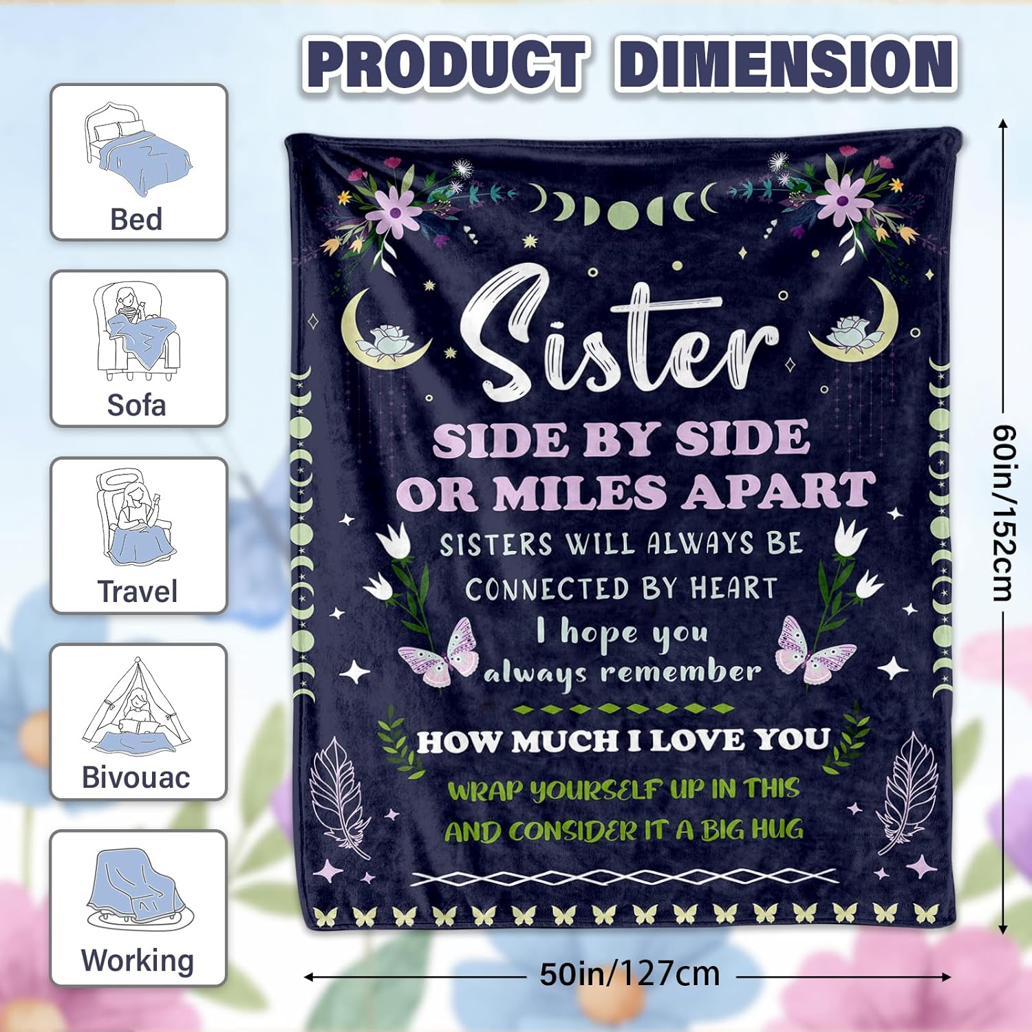 Sister Gifts Blanket 50"x60" – Cozy Fleece Throw Blanket Gifts for Christmas Valentines Day for Sisters Adult, Sister Birthday Gifts for Girls on Graduation/Friendship Day - Image 2
