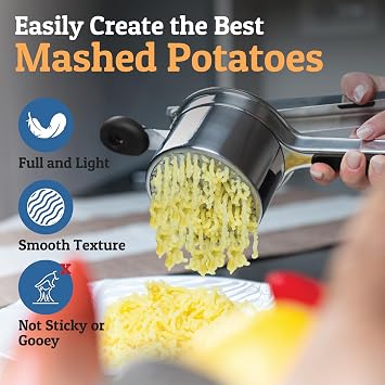 PriorityChef كبير 15 أوقية من البطاطس ، ماشر البطاطس من الفولاذ المقاوم للصدأ للخدمة الشاقة وأداة المطبخ ريكر ، أداة المطبخ بالضغط والهريس للحصول على البطاطس المهروسة المثالية - في كل مرة