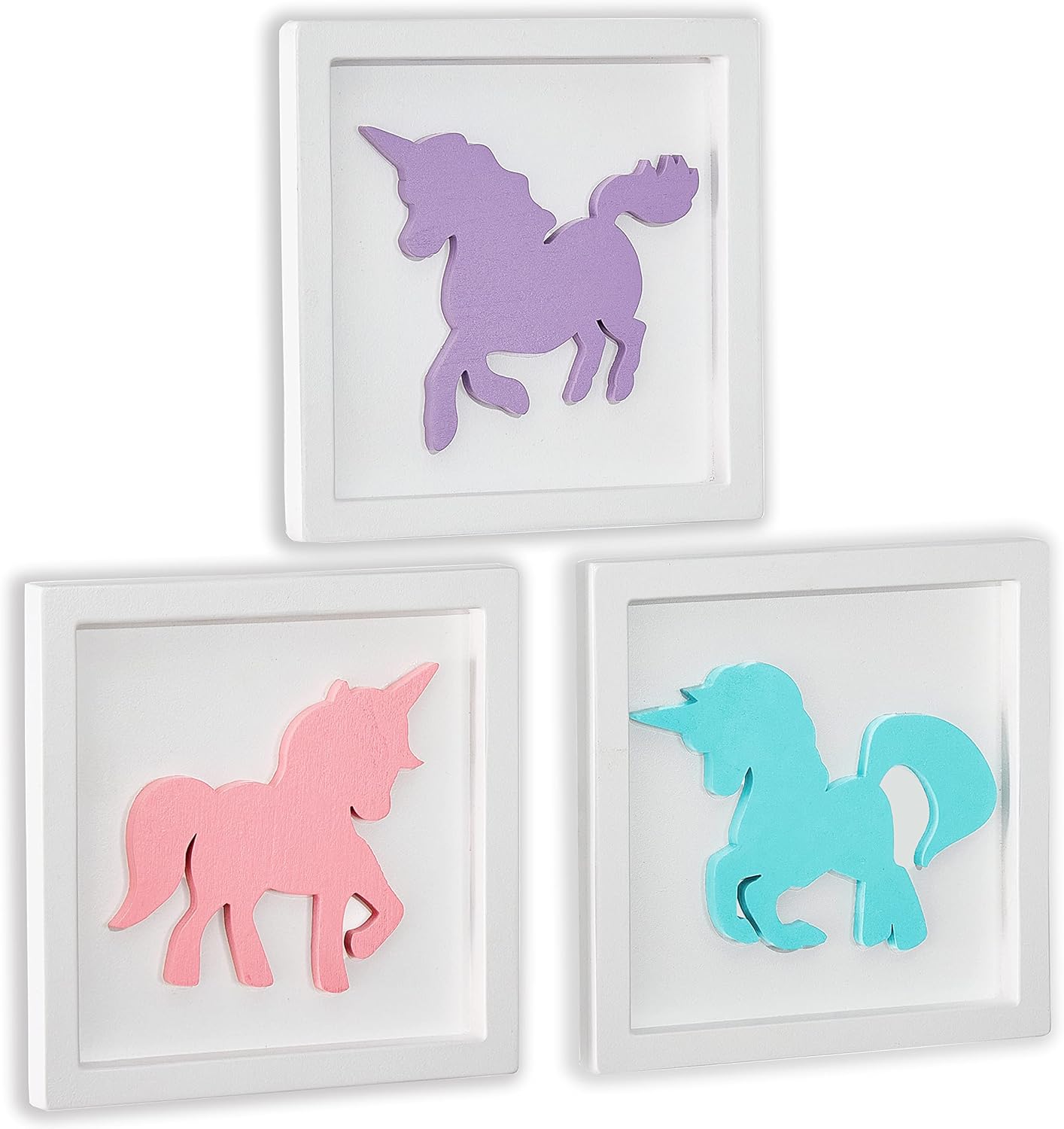 Unicorns Room Decor for Girls Bedroom, 3D Unicorns Wooden