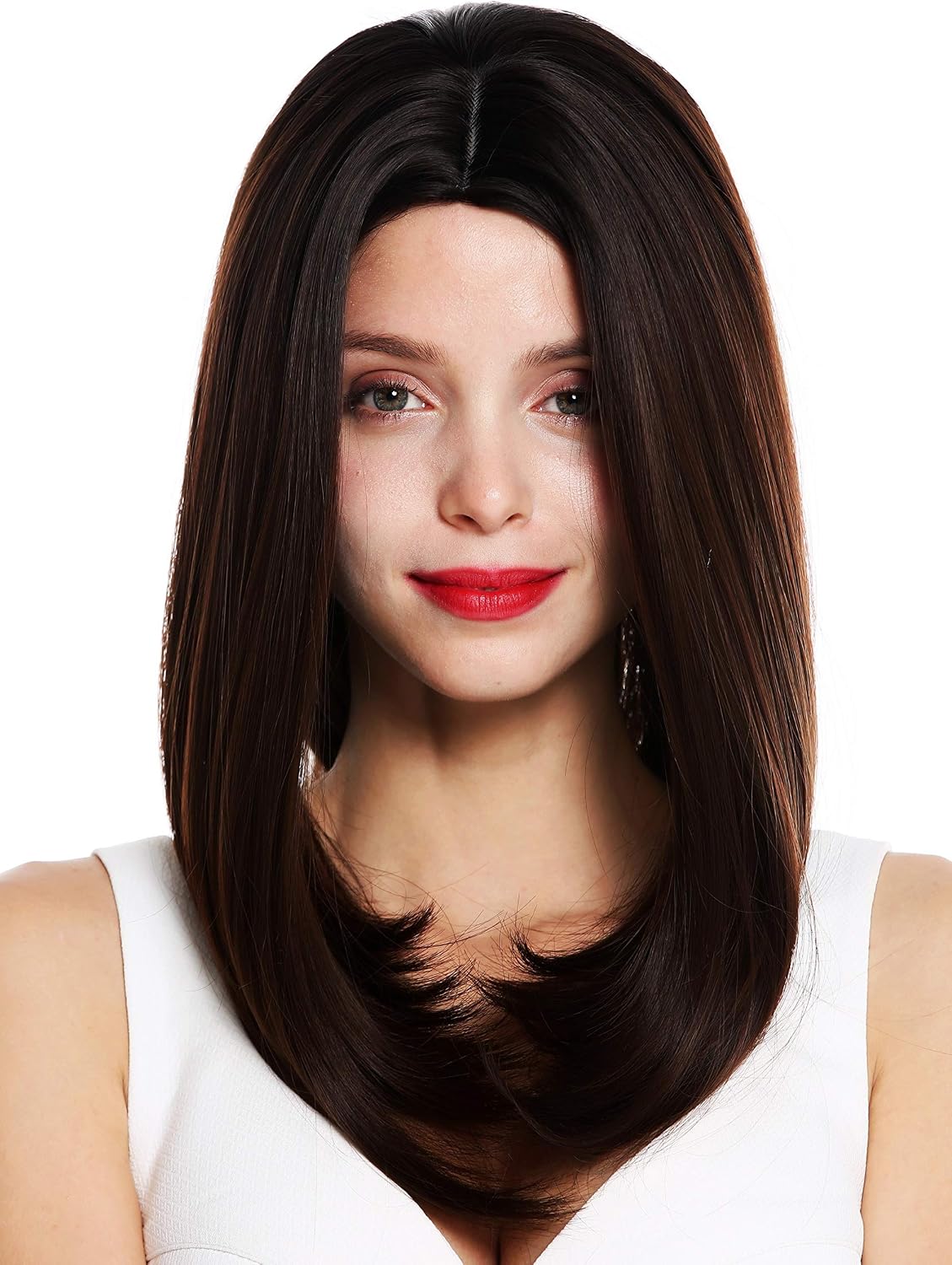 WIG ME UP - Z1952-8/33 women's quality wig medium length sleek middle parting mahogany brown mix, Brown mix (8/33), Länge: ca. 45 cm - Image 3