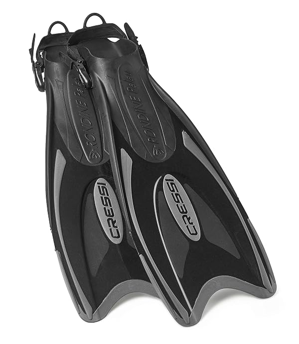 Cressi Snorkeling Adjustable Fins for All Family - Long Blade Versatile Open Heel Flippers - Palau: Made in Italy by CRESSI - Used condition - US$21.99