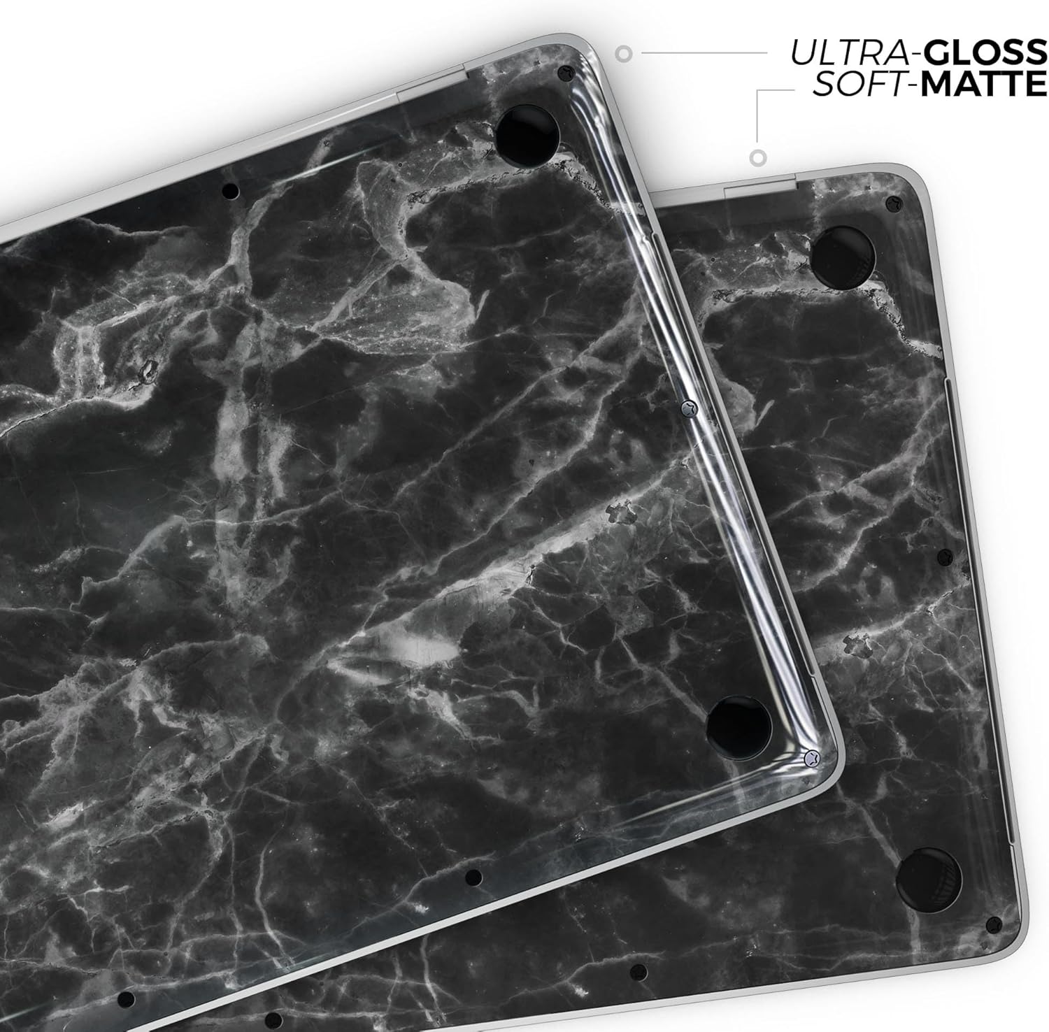 DesignSkinz - Compatible with MacBook Pro 14" M1/M2 (A2442/A2779) - Skin Decal Protective Scratch Resistant Vinyl Wrap - Smooth Black Marble