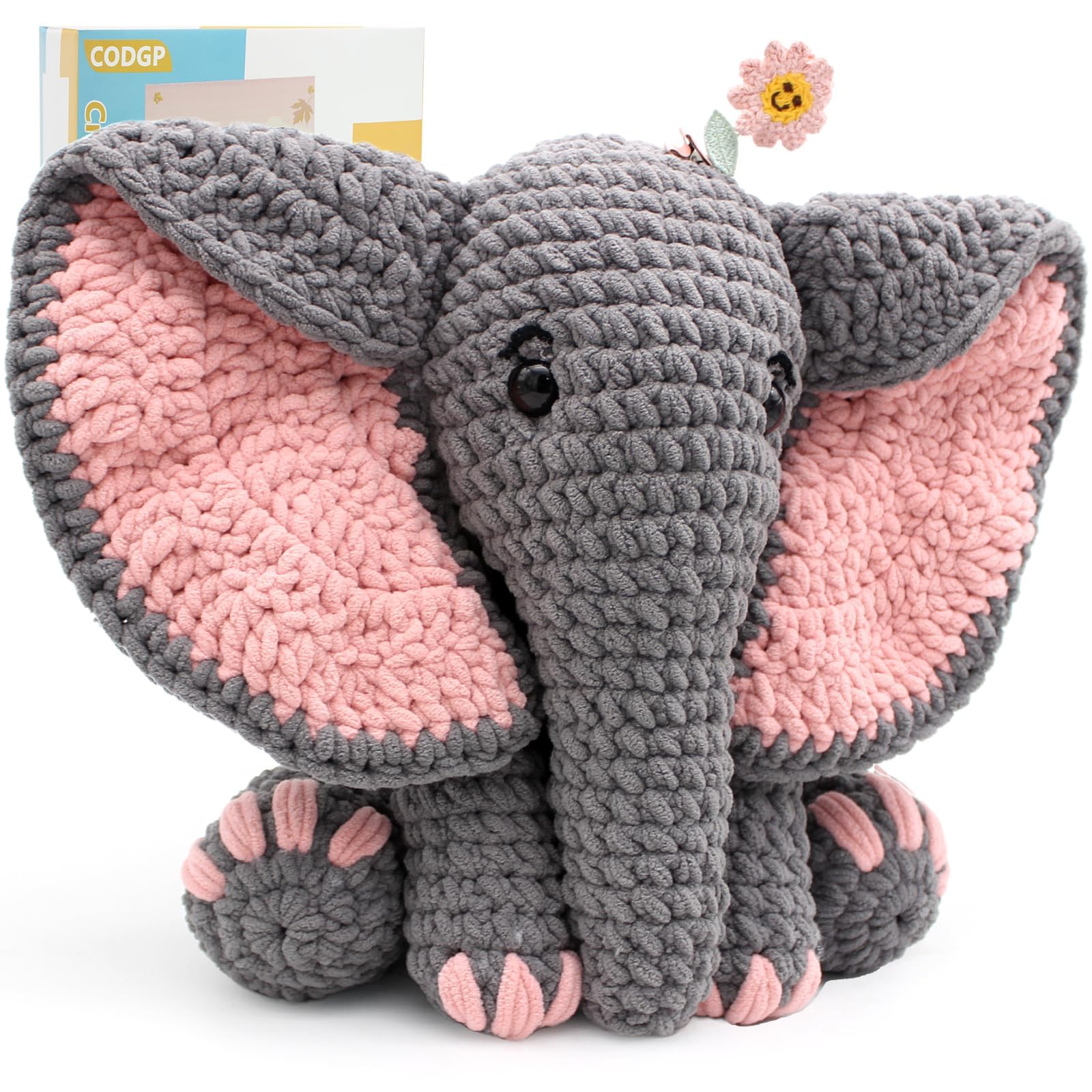 Beginner Crochet Elephant Kit - Easy DIY Project -1