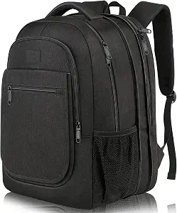 MATEIN Backpack for School and Travel, Expandable College Laptop Bag for Men and Women, Water-Resistant Fabric, Anti-Theft Pockets, Black