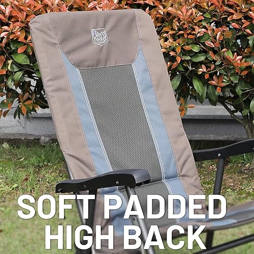Vista 17 de TIMBER RIDGE Mecedora acolchada plegable para exteriores, respaldo alto y resistente, portátil para campamento, patio, césped, jardín, patio