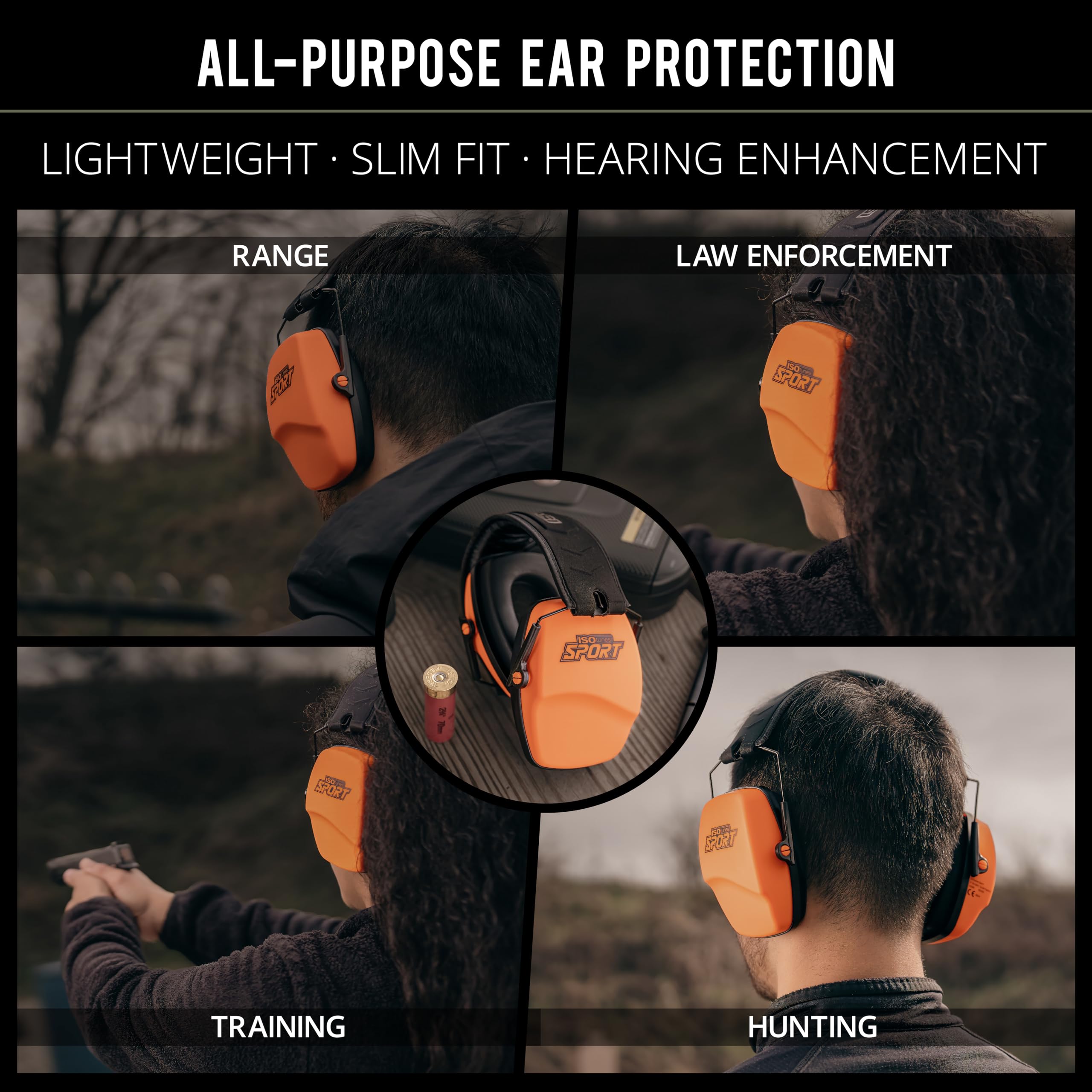 ISOtunes DEFY - Paraorecchie passive sottili: protezione acustica over-ear con isolamento acustico, cuscinetti in schiuma e archetto regolabile