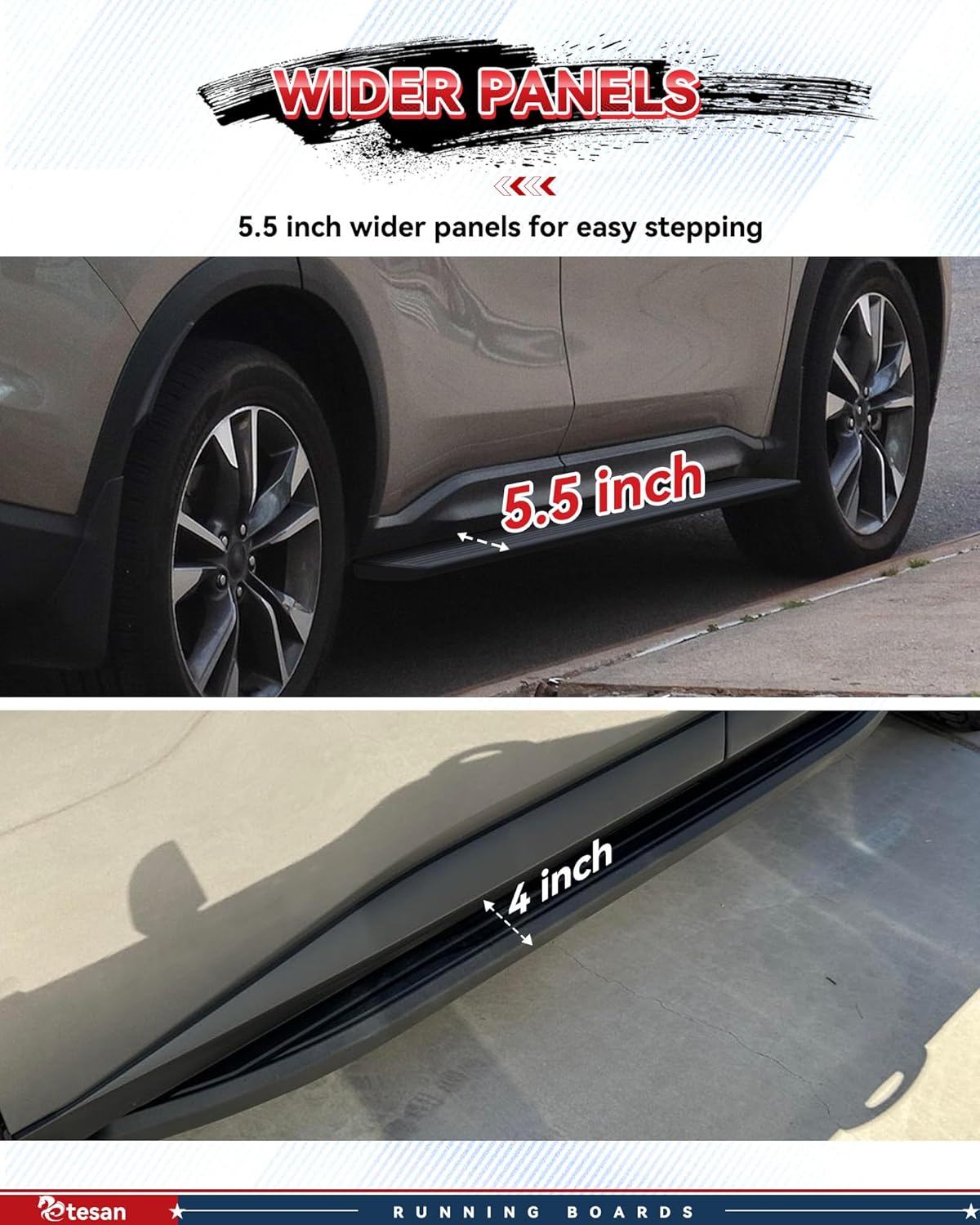Running Boards Fit for Infiniti QX60 2022-2025 Nissan Pathfinder R53 2021-2025 Nerf Bars Side Steps 5.5 Inch Nerf Bars Anti-Slip Textured Surface Heavy Duty Black Step Bars