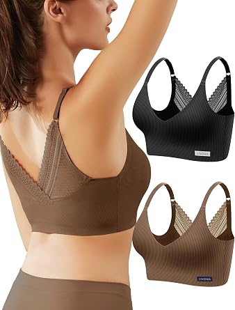 Livona Wireless Bras for Women - Comfort Bralettes with Support Adjustable Seamless Sports Bras Lace Cami Crop S-XXL