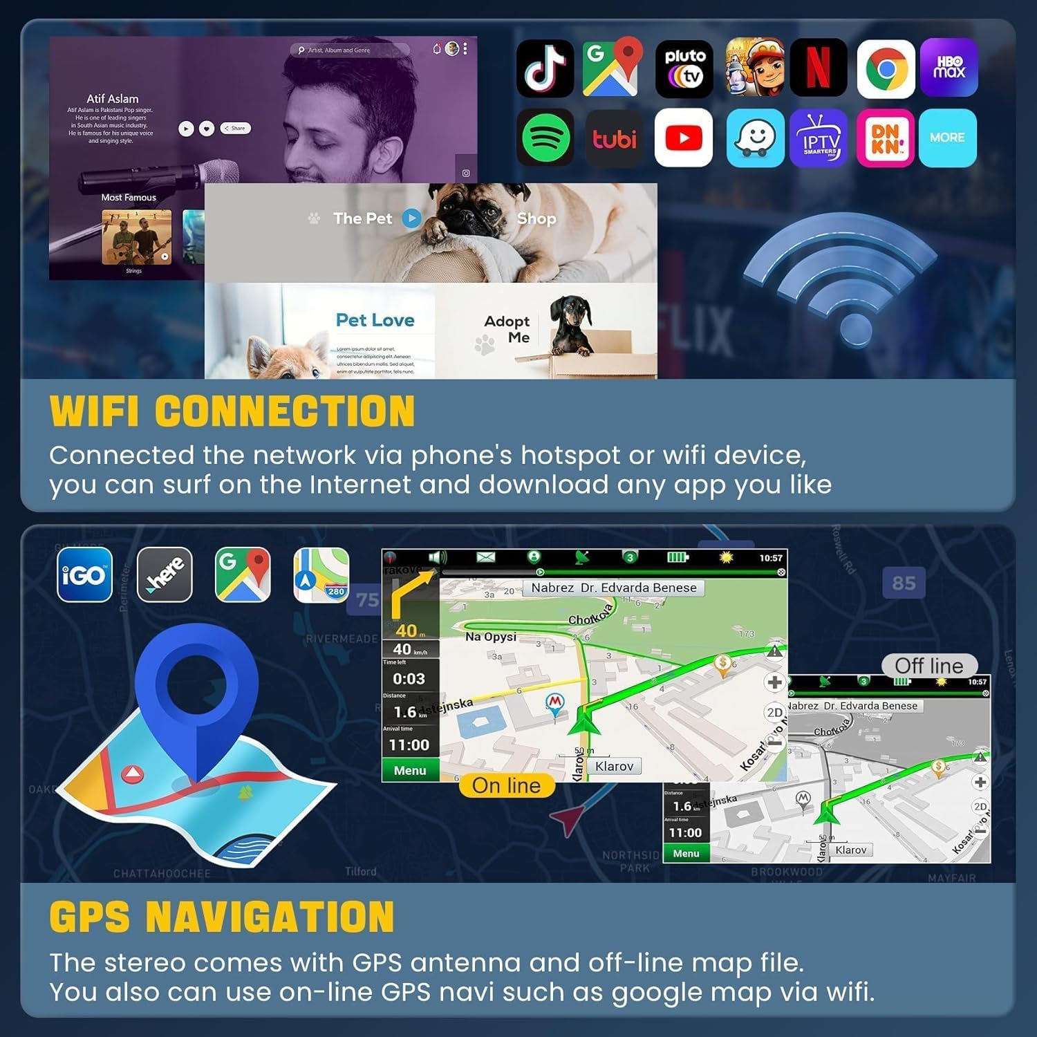 (8Core + 64GB) 10.1 Inch QLED Touch Screen Car Radio for Jeep Wrangler 2015 2016 2017 with Carplay and Android Auto,Android 13 Jeep Wrangler Stereo Support Bluetooth,WiFi,GPS,FM Radio,Backup Camera