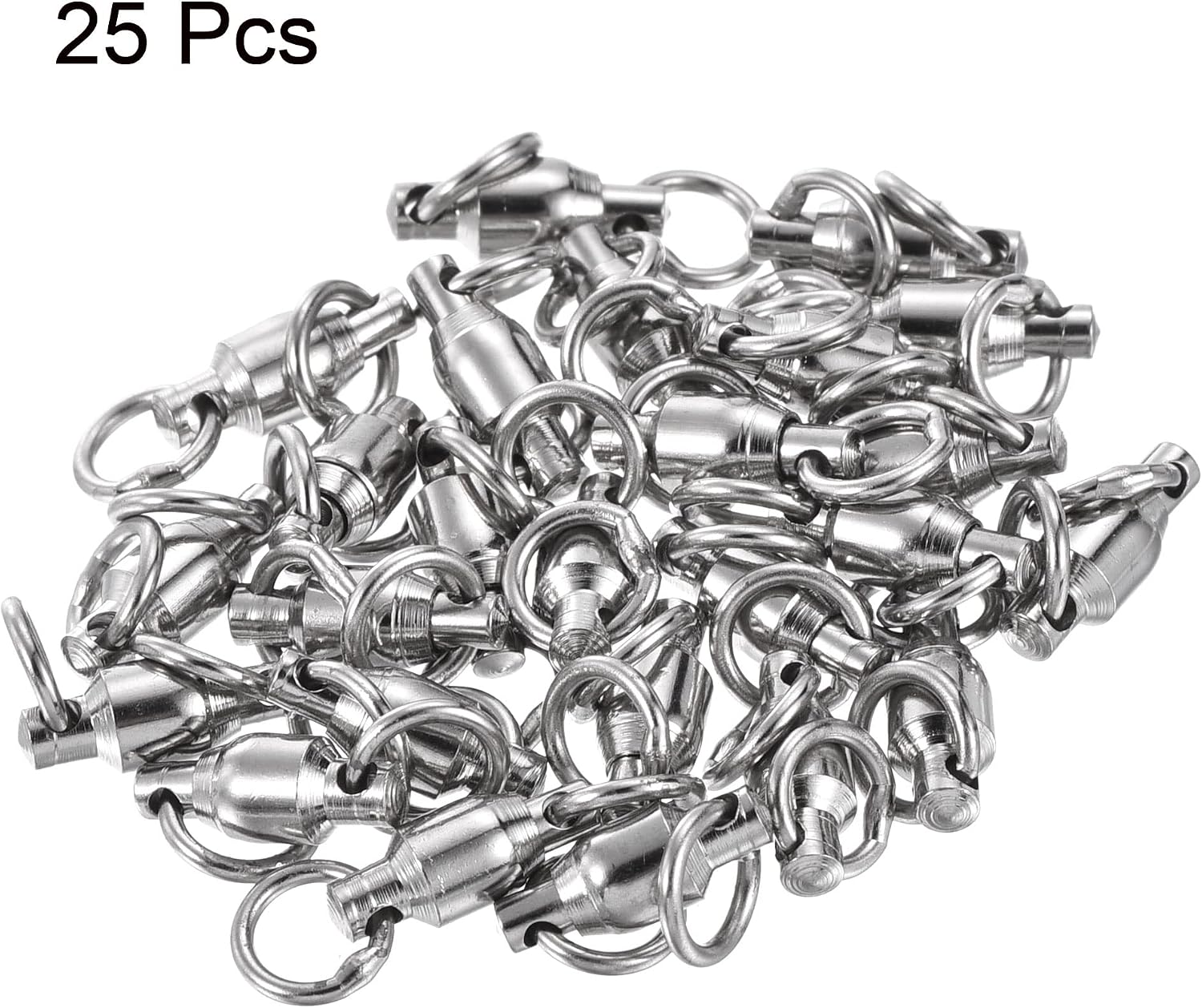 PATIKIL Ball Bearing Swivel, 25 Pack 50lb Stainless Steel Solid Welded Ring Fishing Tackle Connector, Silver - Image 4