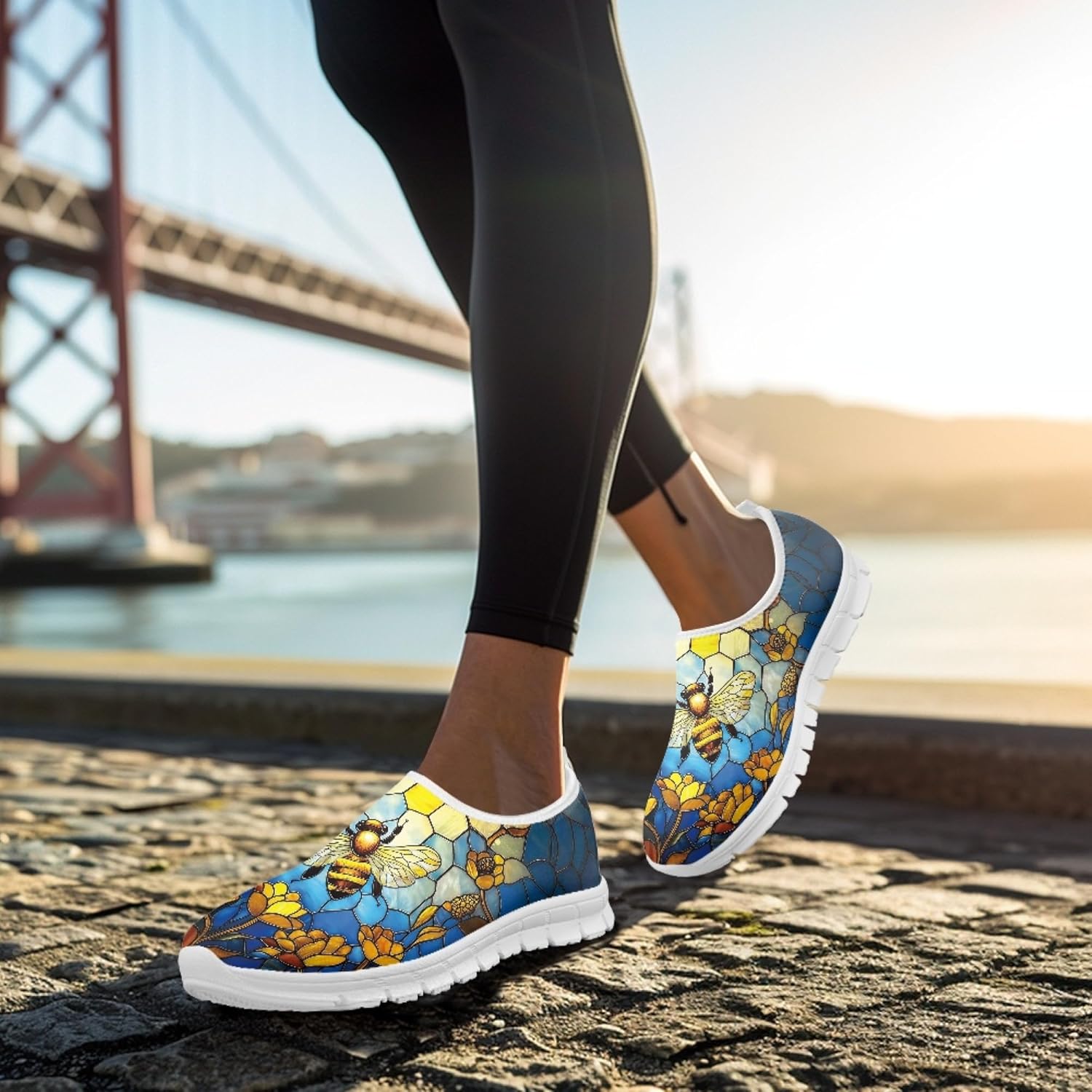 Fashion Print Womens Slip on Walking Shoes Breathable Flat Shoes Comfortable Casual Sneakers - Image 3