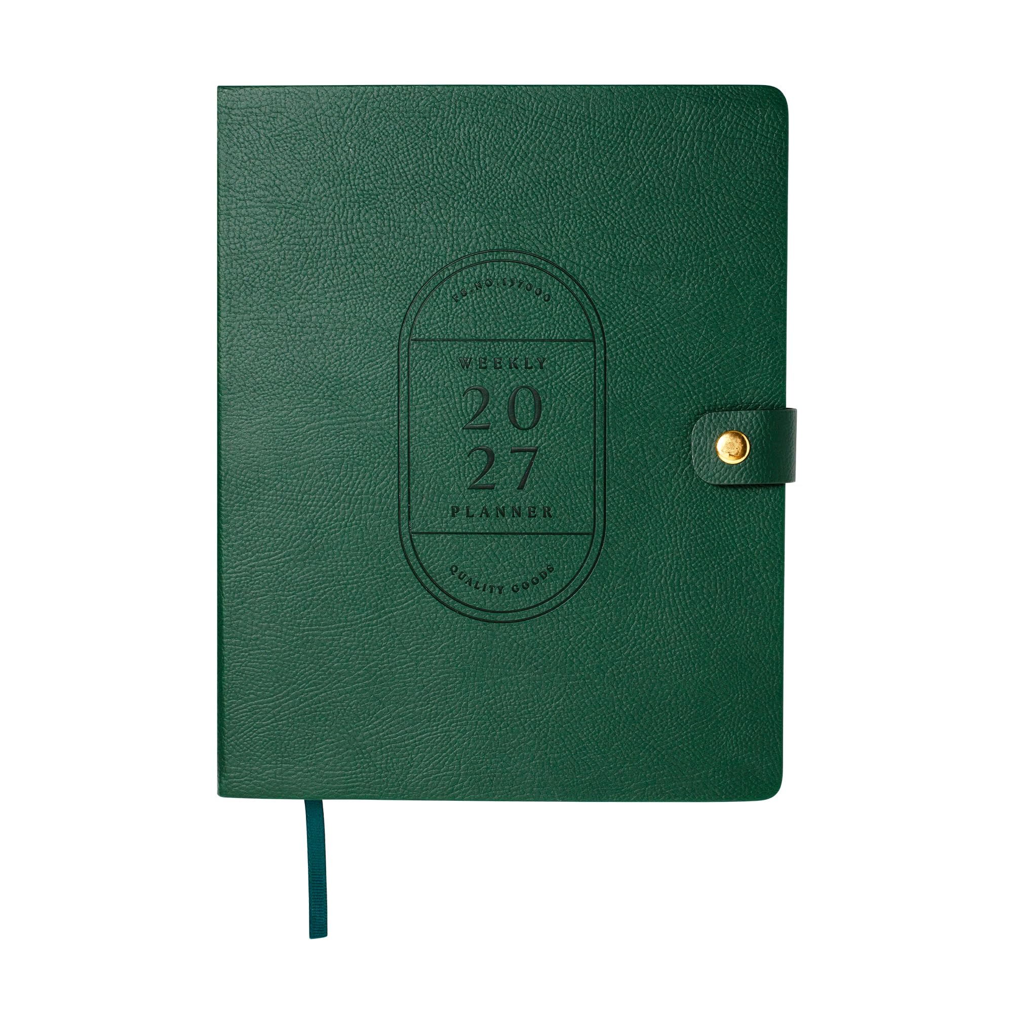 Fringe Studio 2027 Weekly Planner, Aug 2026 - Dec 2027, 17 Month, Faux Leather Wrapped Cover, "OVAL BLOCK TEXT OLIVE", 8"w x 10"h, 240 Pages (137FL006) — image 1
