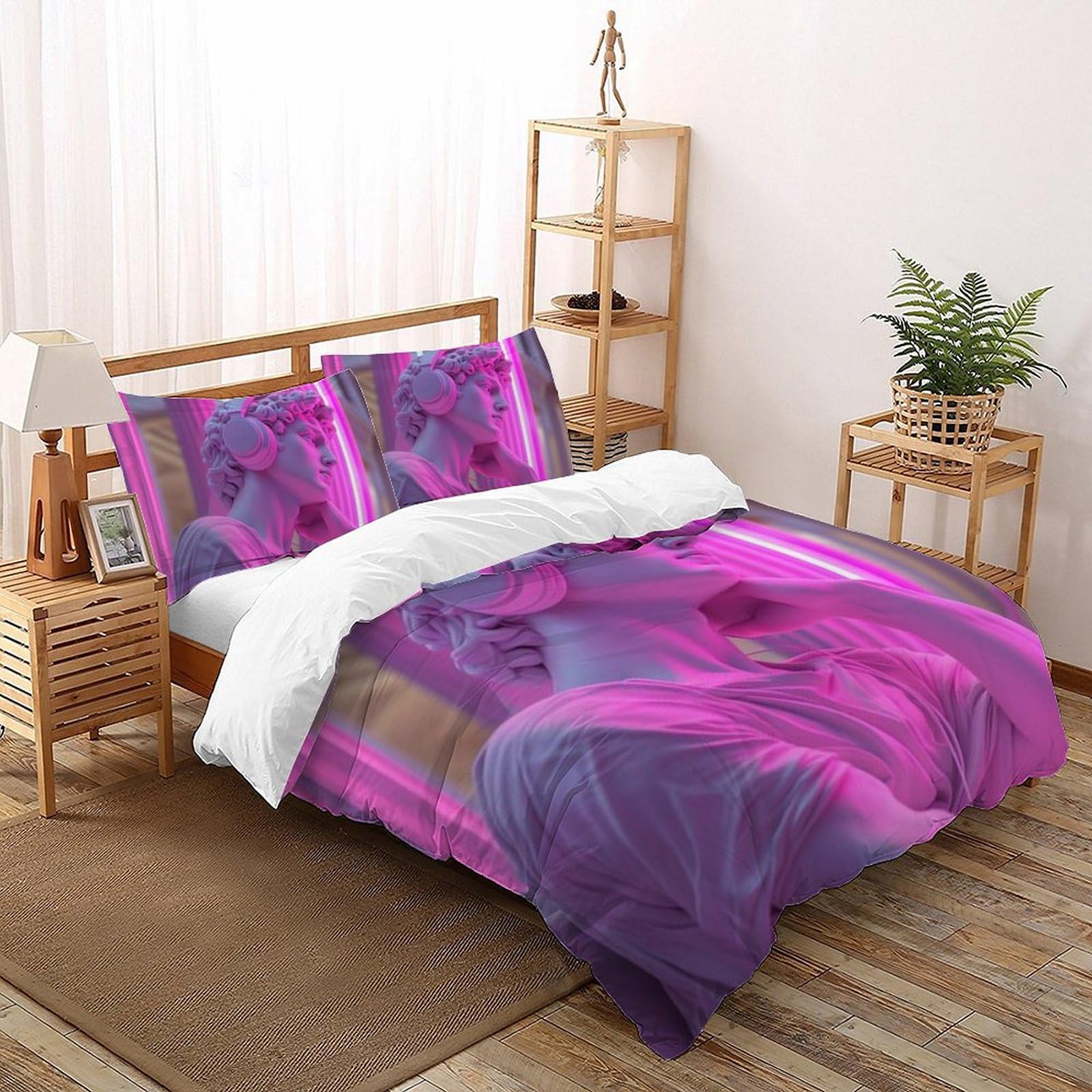 Housse de couette double 200x200cm zippée en microfibre imprimé 3D pour lit d'enfant garçon