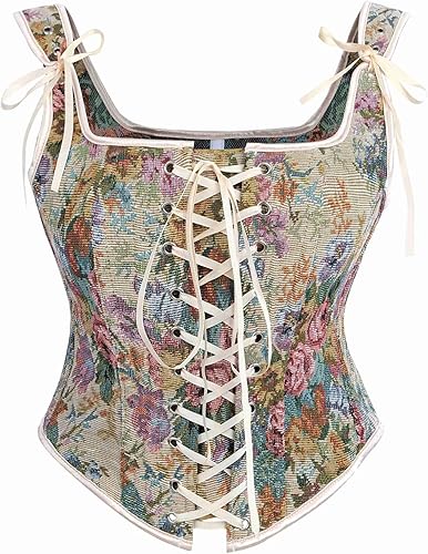 NSPSTT Renaissance Corset Women Floral Corset Tops for Women Lace Up Corset Bust
