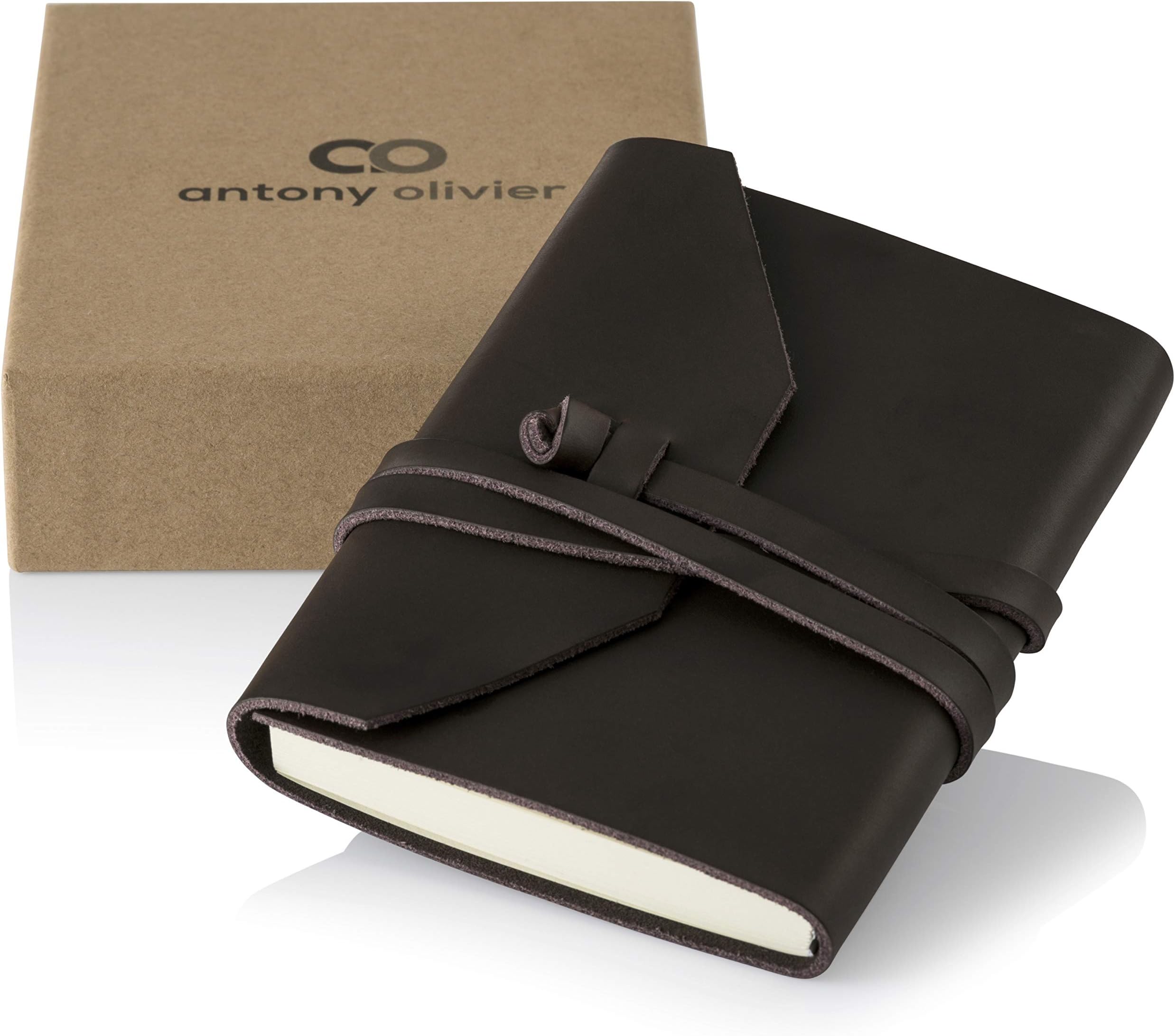 Real Leather Journal | A6 Writing Notebook and Travel Diary | Unlined Premium Quality Paper | Fixed | For Men, Women, Students | Classic Vintage Brown - (14 x 11 cm)