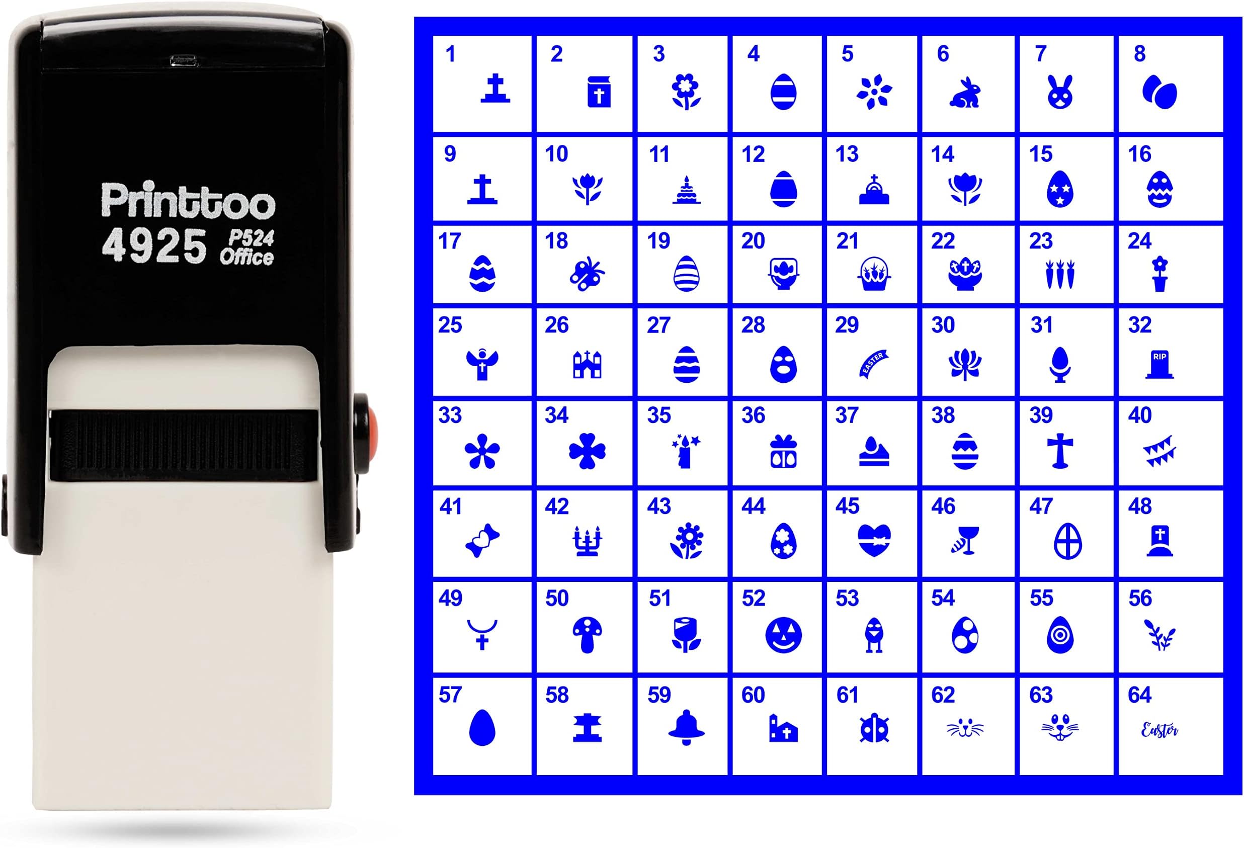 Personalized Easter Theme Icons Rubber Stamp Self Inking Stamper 24 mm-Blue