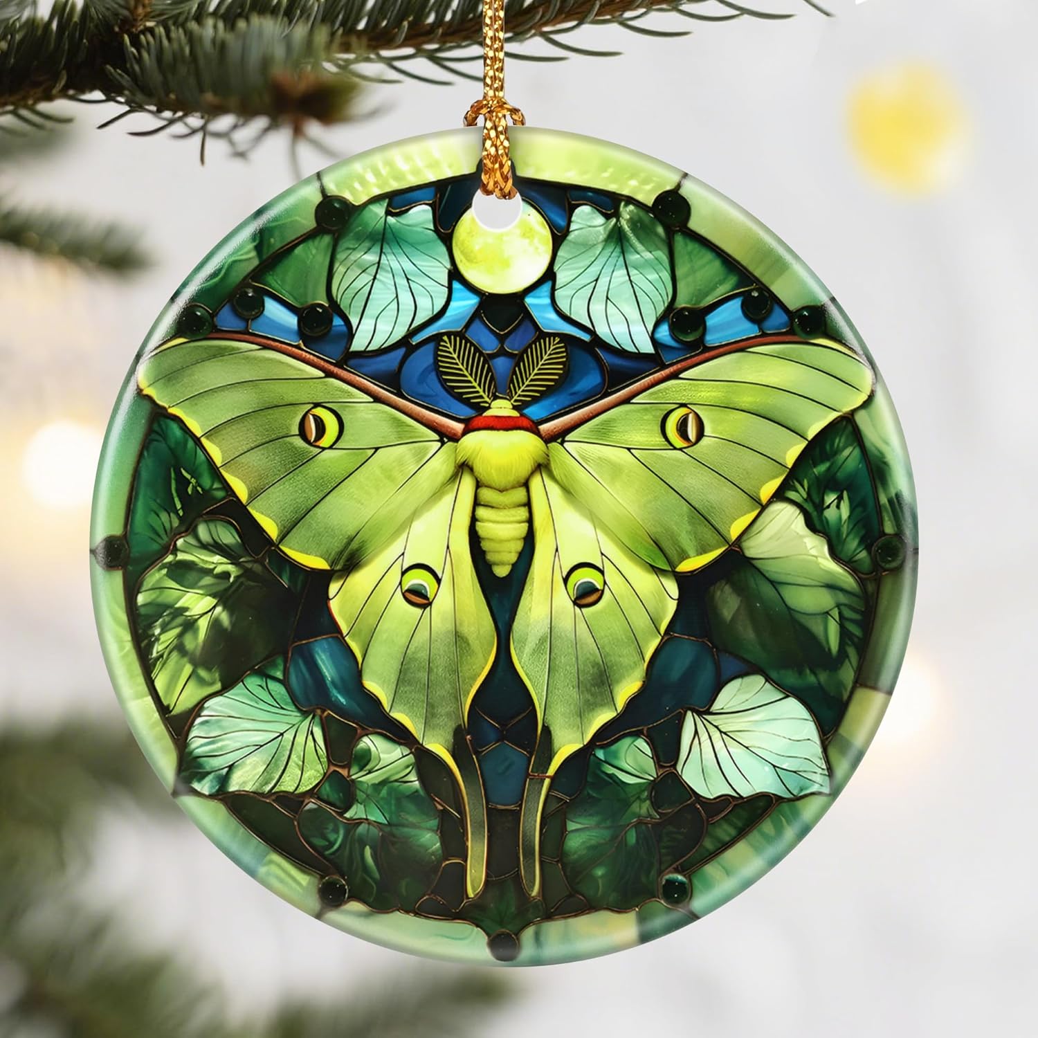 Christmas Ornaments, Dodosky 2.8in Ceramic Luna Moth Ornament, Xmas Decor, Christmas Tree Ornaments, Xmas Decorations for Tree, Holiday Ornament, Luna Moth Gifts, Gifts for Women Men
