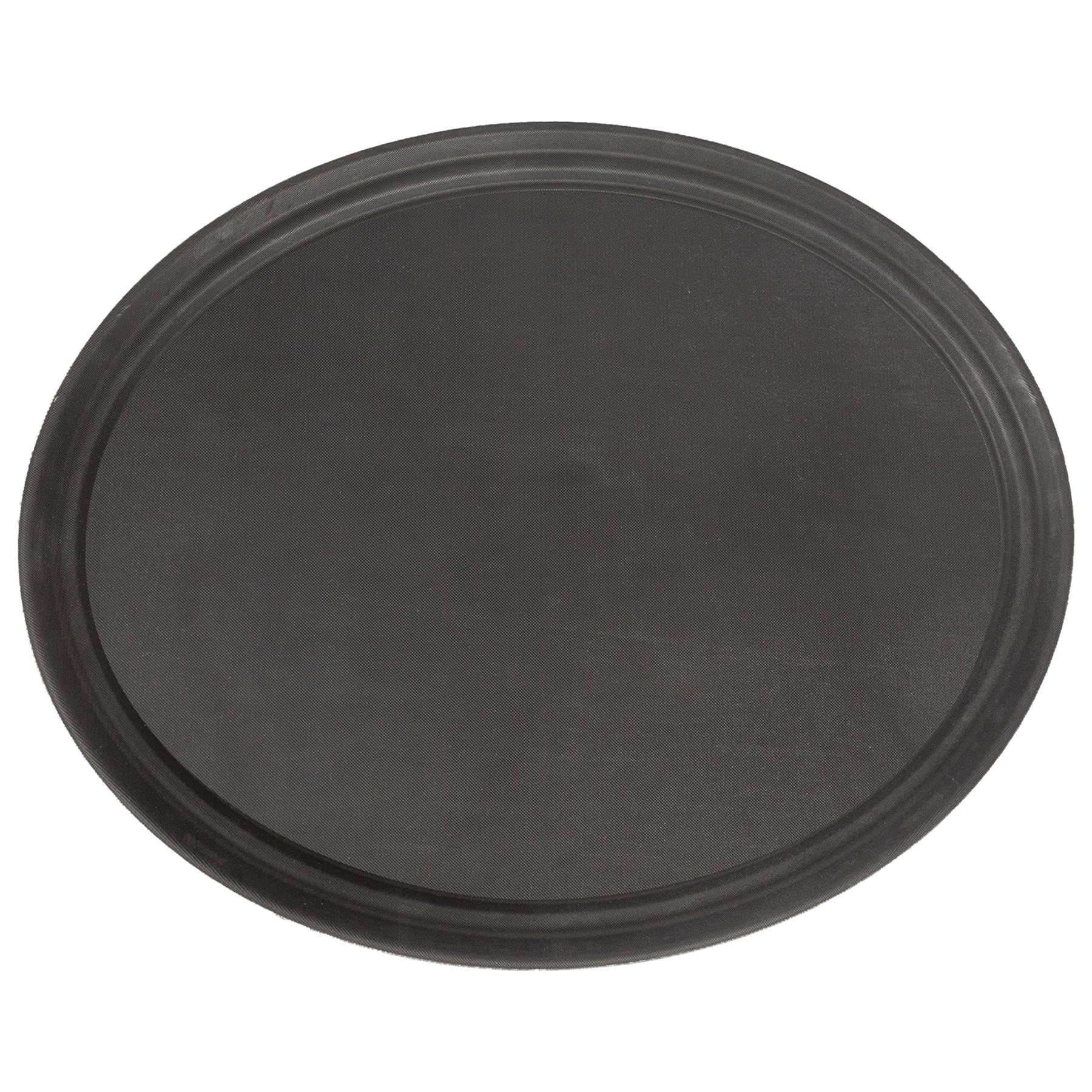 Argon Tableware Black Oval Serving Tray 68.5 x 56cm - Reusable Non Slip Rubberized Surface Platter for Food and Drinks - Durable Heat Resistant Stackable Tray for Bars, Restaurants and Home Use